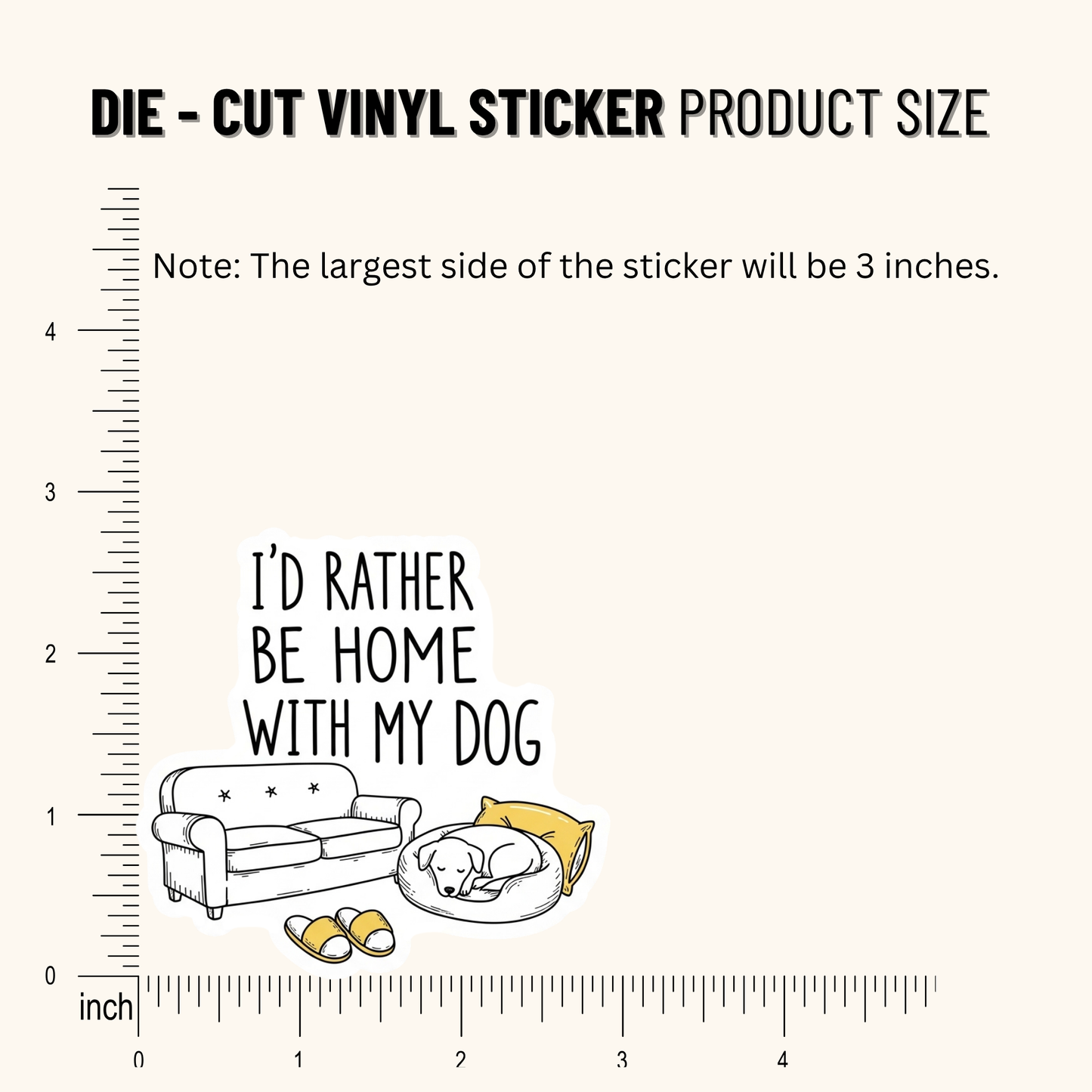 3PCs I'd Rather Be Home With My Dog Sticker | Funny Dog Lover Gift
