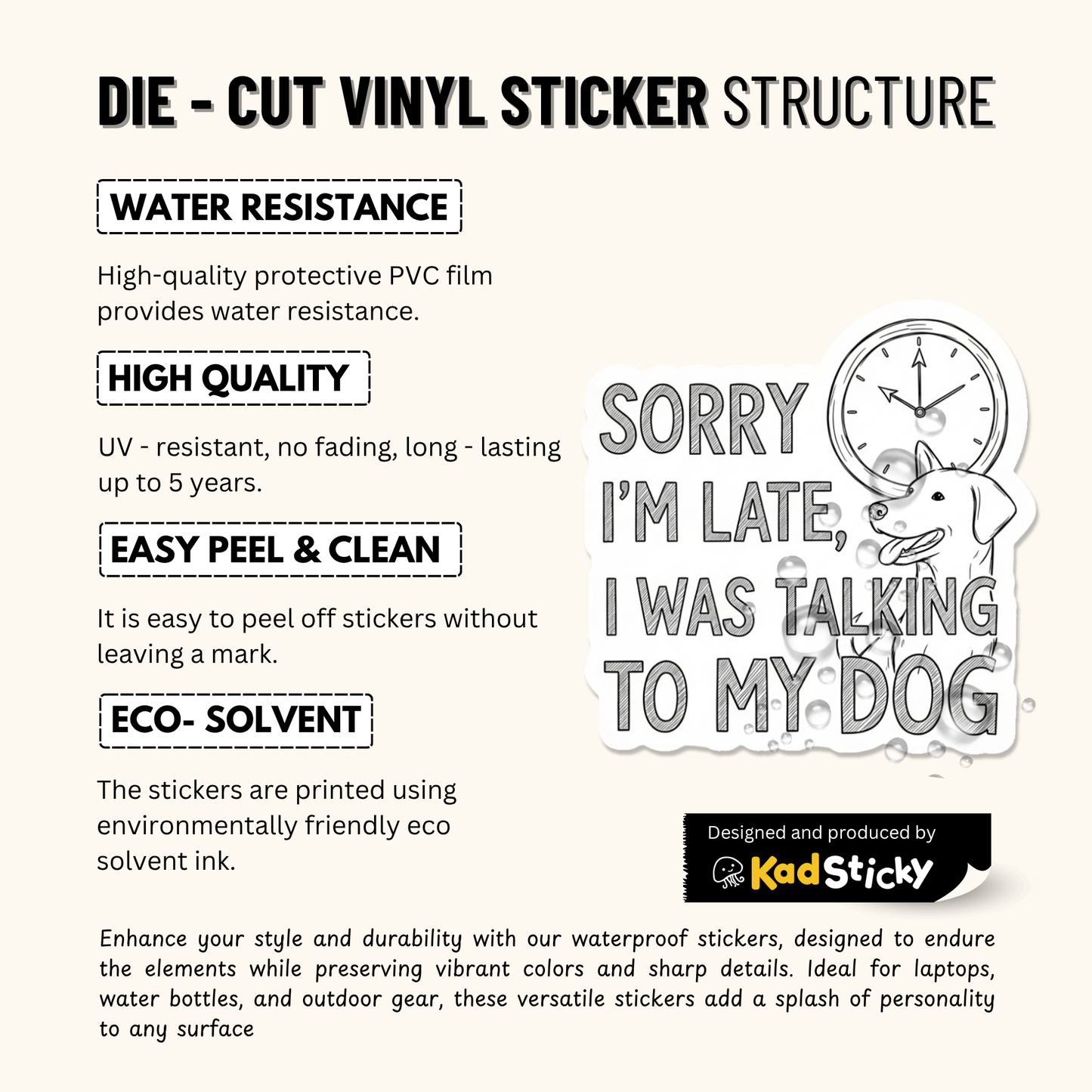 3PCs Funny Dog Lover Sticker | Sorry I'm Late Vinyl Decal for Mom