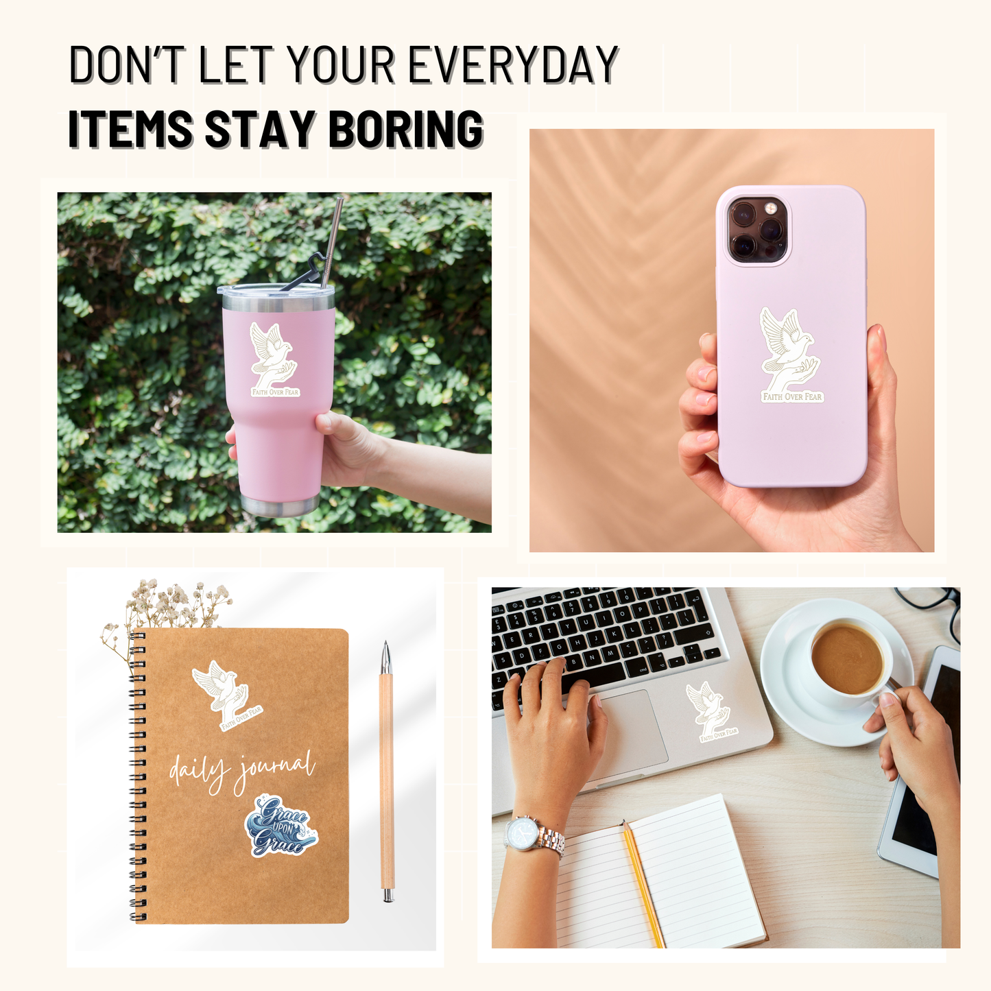 3PCs Faith Over Fear Vinyl Sticker | Religious Christian Decal Gift