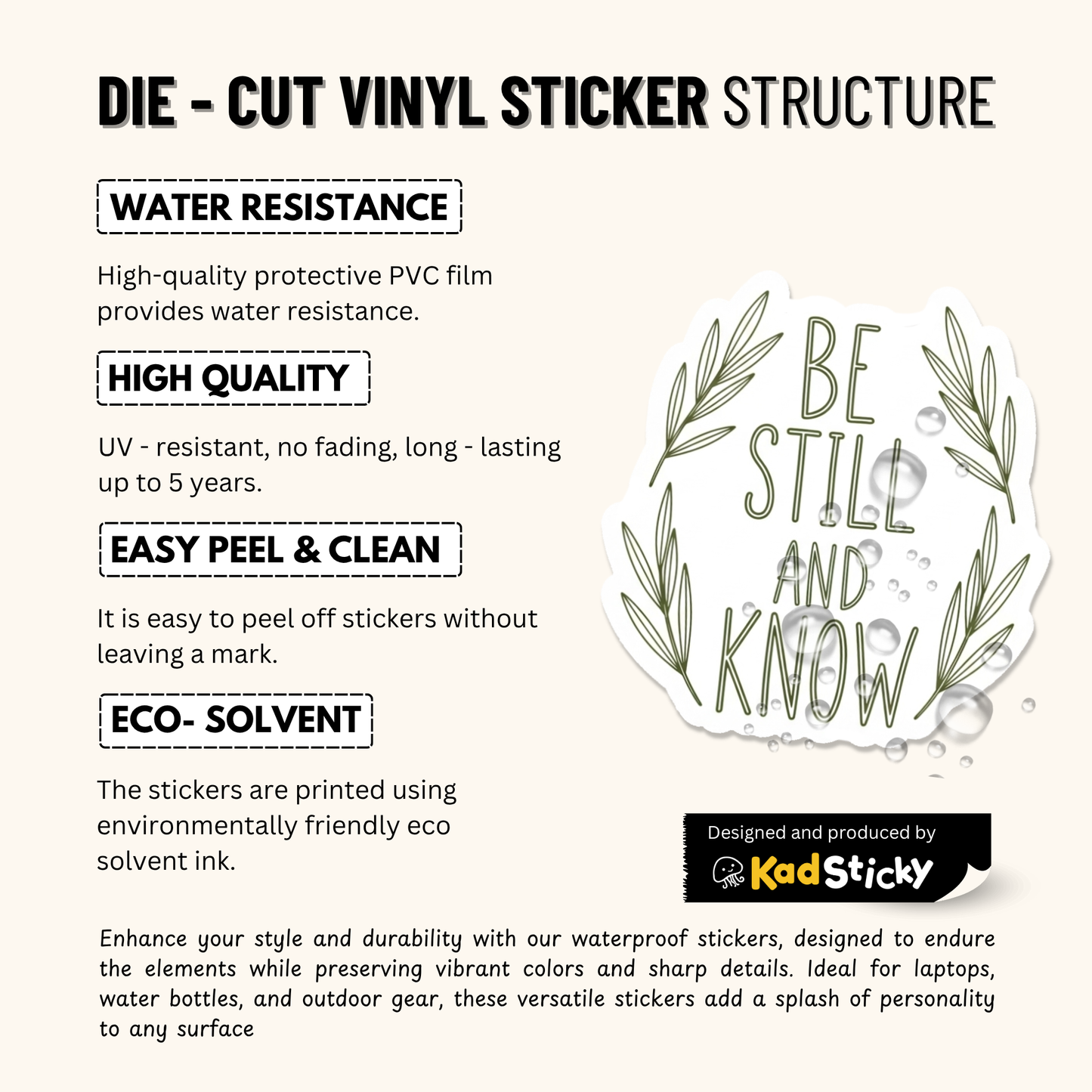 3PCs Be Still and Know Vinyl Sticker | Christian Faith Bible Verse Decal
