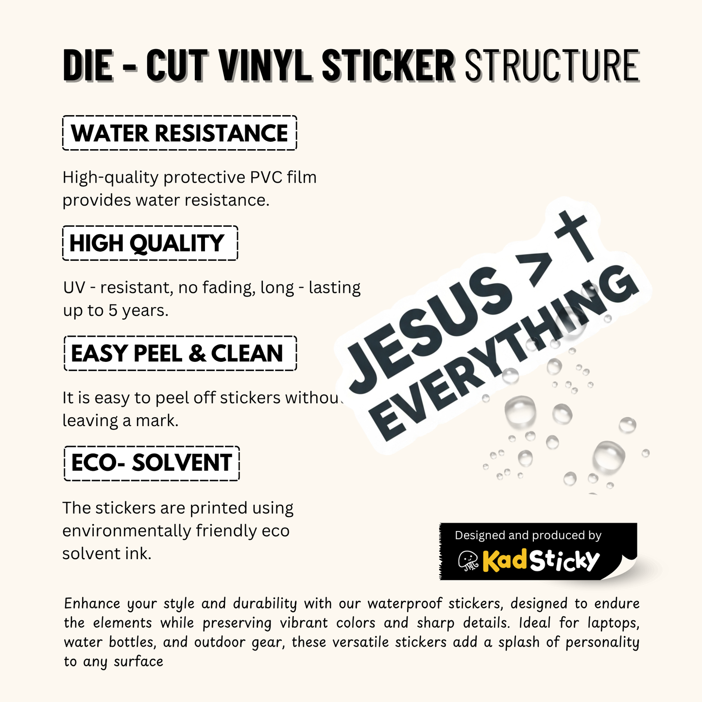 3PCs Jesus > Everything Sticker Christian Faith Minimalist Vinyl Decal