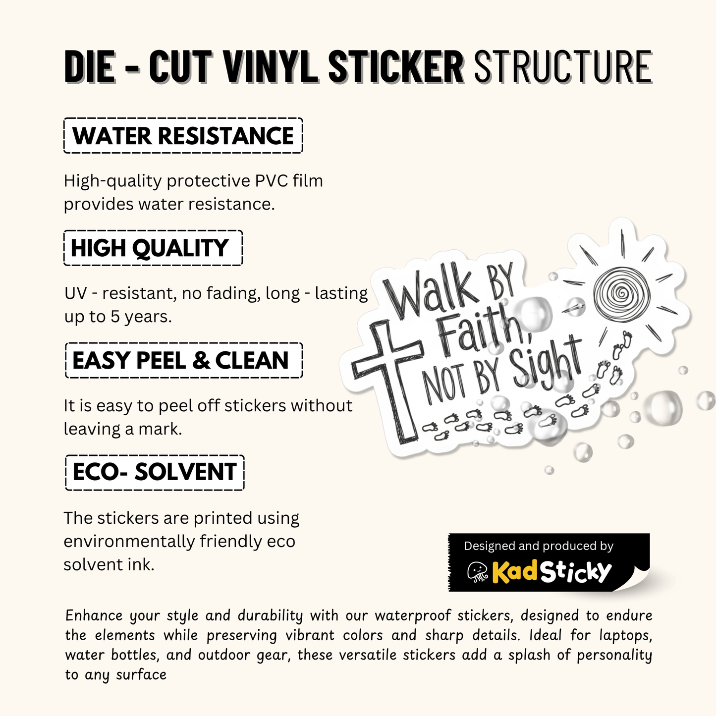 3PCs Walk by Faith Sticker | Christian Bible Verse Vinyl Decal