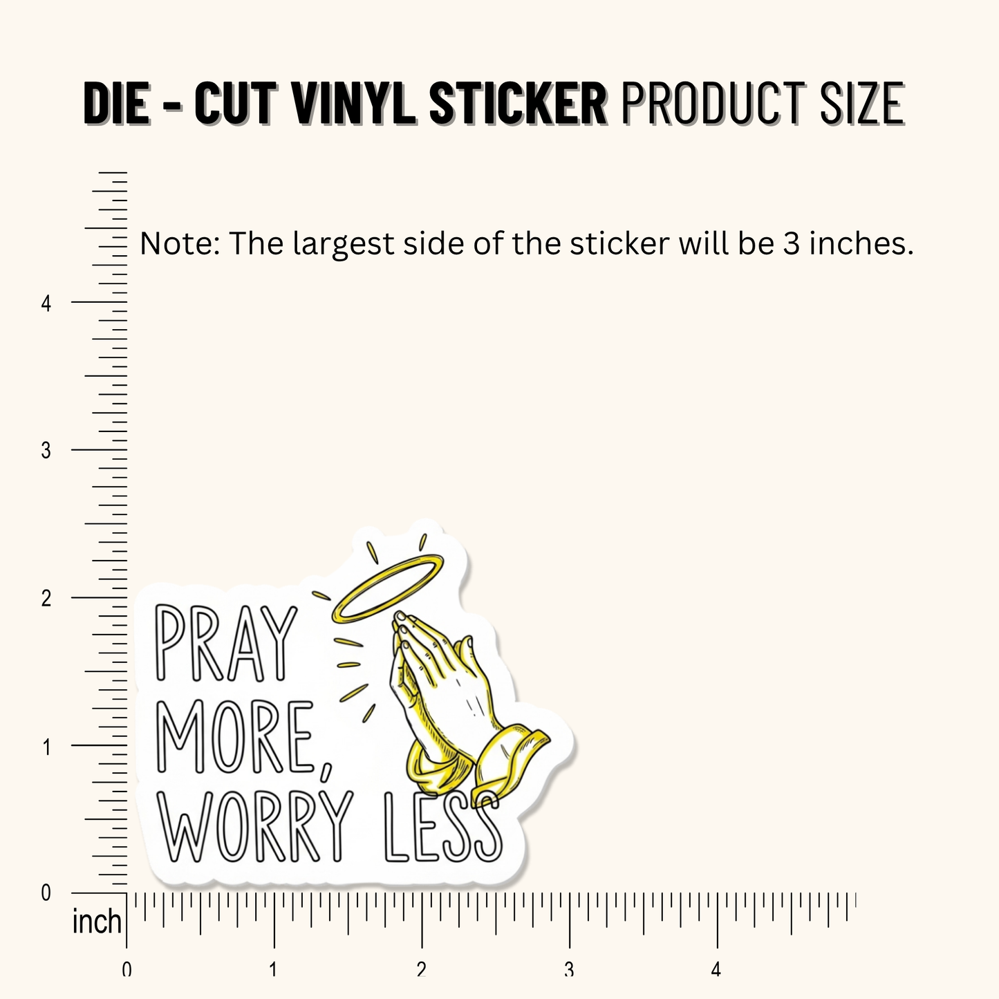 3PCs Pray More Worry Less Sticker | Christian Faith Vinyl Decal