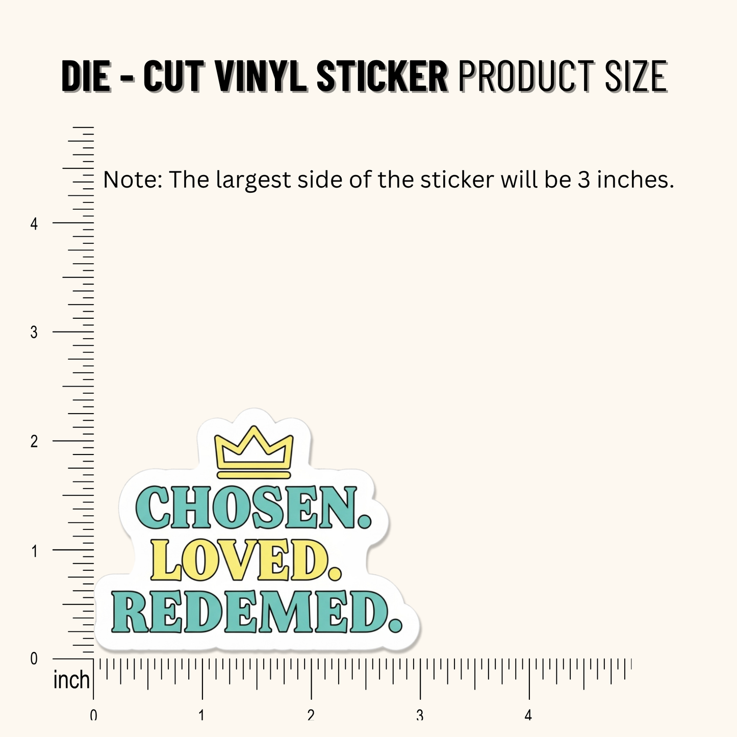 3PCs Chosen Loved Redeemed Sticker | Christian Faith Vinyl Decal