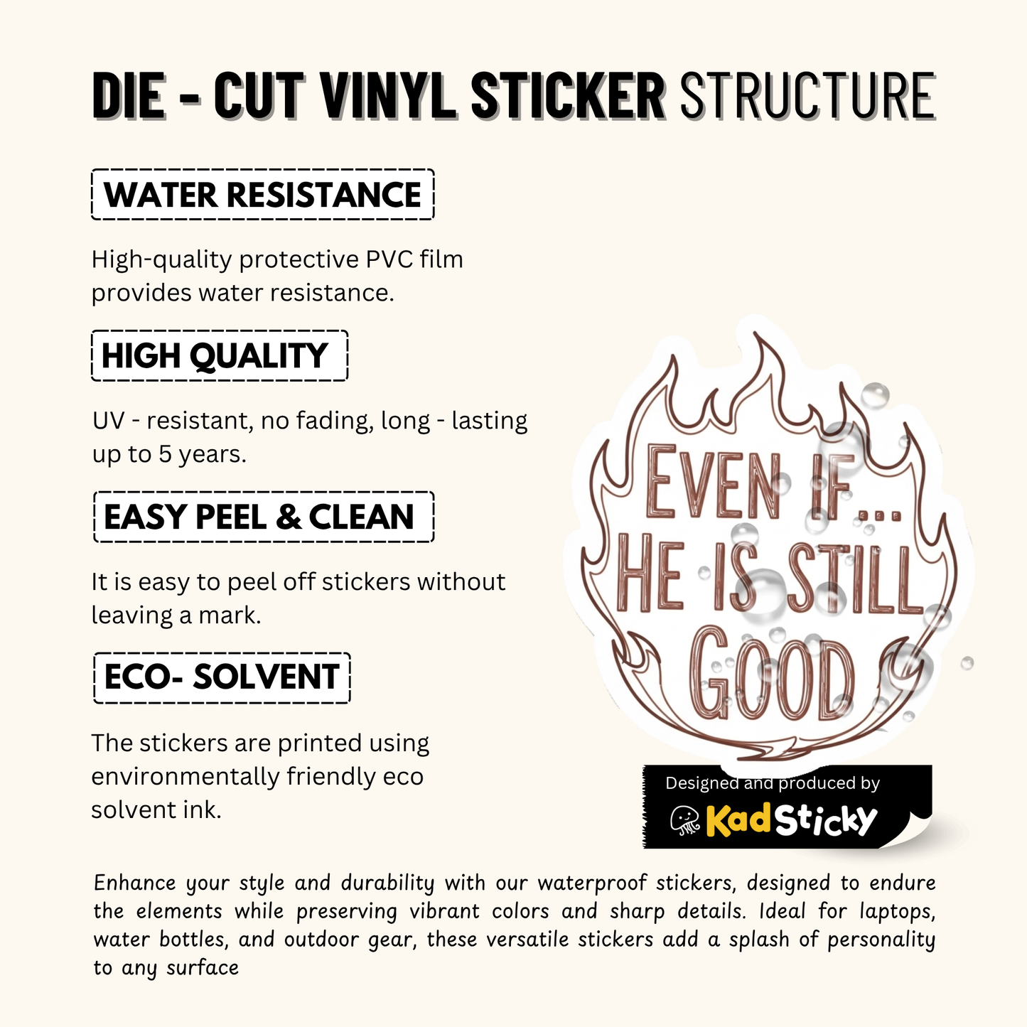 3PCs He is Still Good Sticker | Christian Faith Bible Verse Vinyl Decal