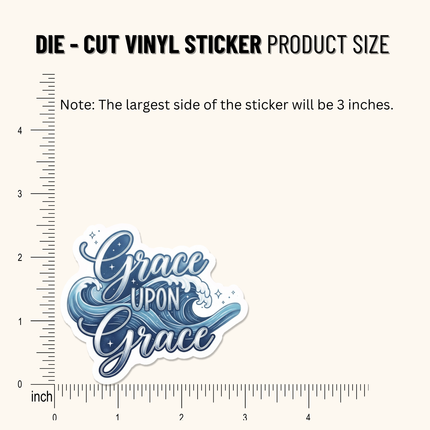 3PCs Grace Upon Grace Sticker | Christian Wavy Vinyl Decal for Women