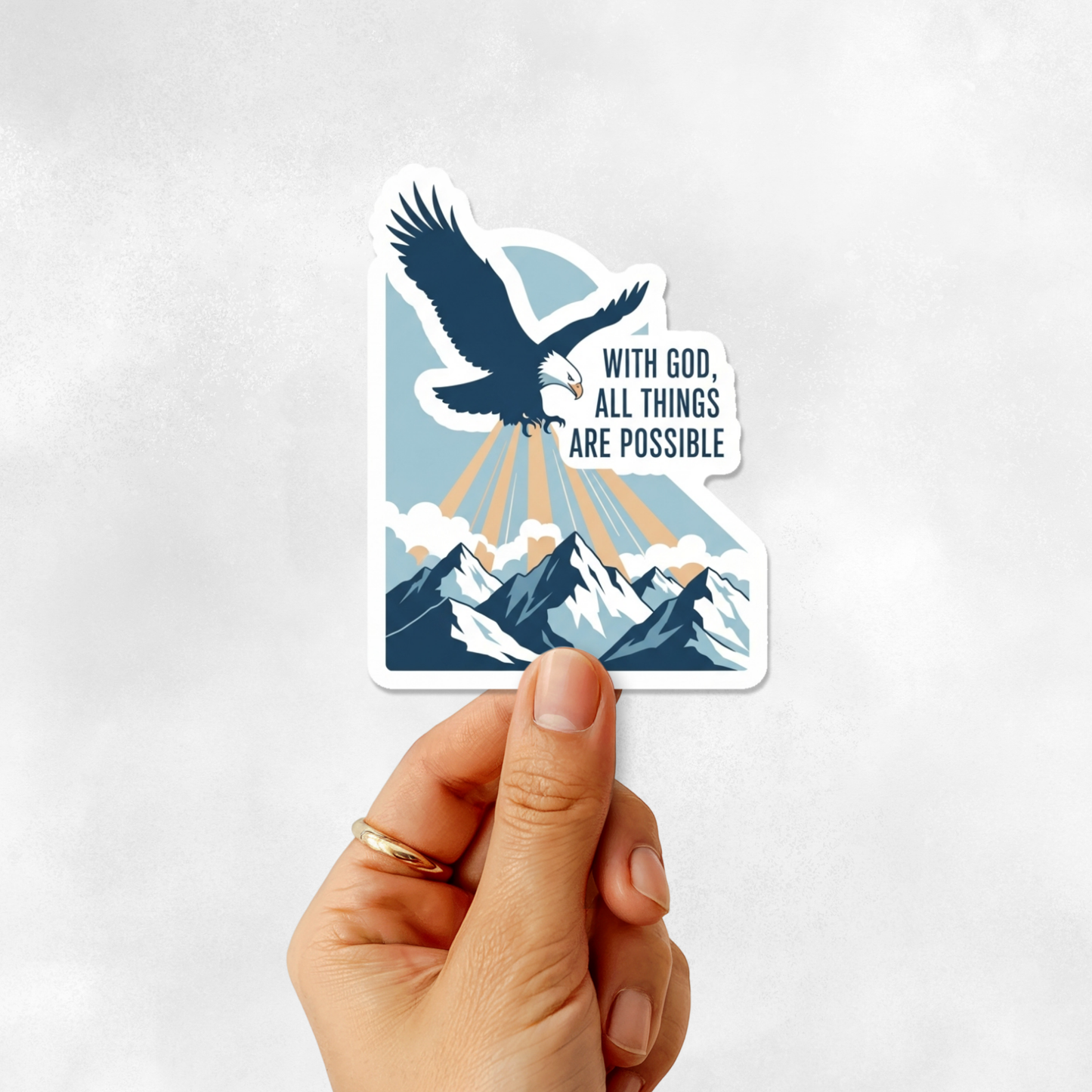 3PCs With God Possible Sticker | Christian Faith Eagle Bible Verse Decal