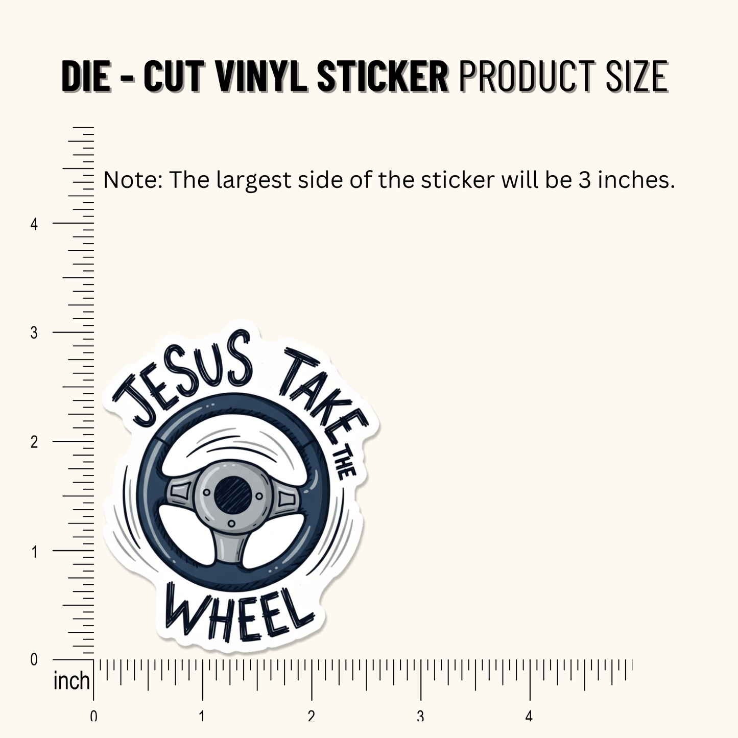3PCs Jesus Take the Wheel Vinyl Decal Funny Christian Faith Sticker
