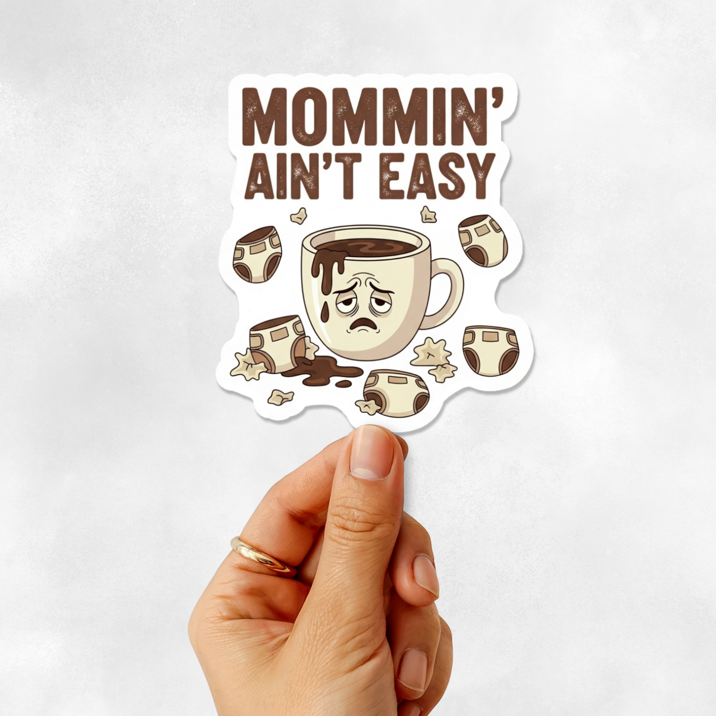 3PCs Mommin' Ain't Easy Sticker, Funny Mom Life Vinyl Decal Gift