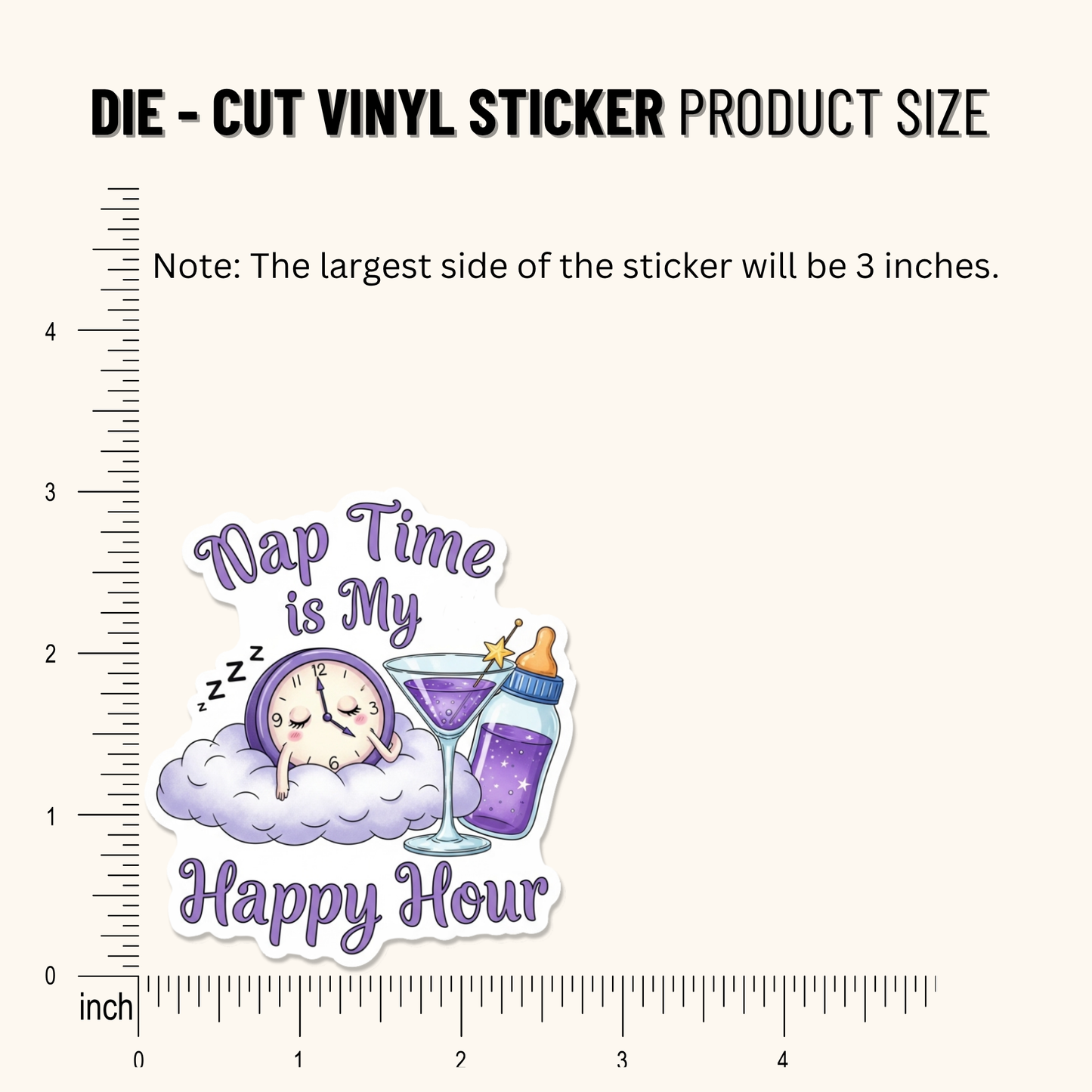 3PCs Funny Mom Sticker, Nap Time is My Happy Hour Vinyl Decal