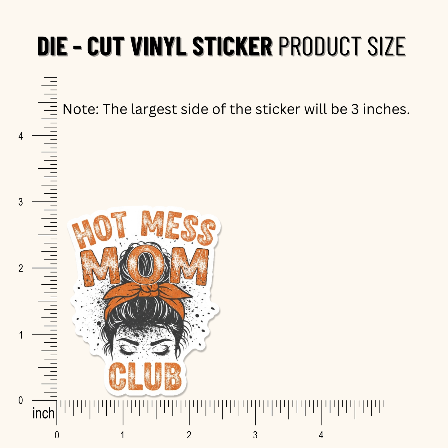 3PCs Hot Mess Mom Club Sticker | Funny Mom Life Vinyl Decal for Her
