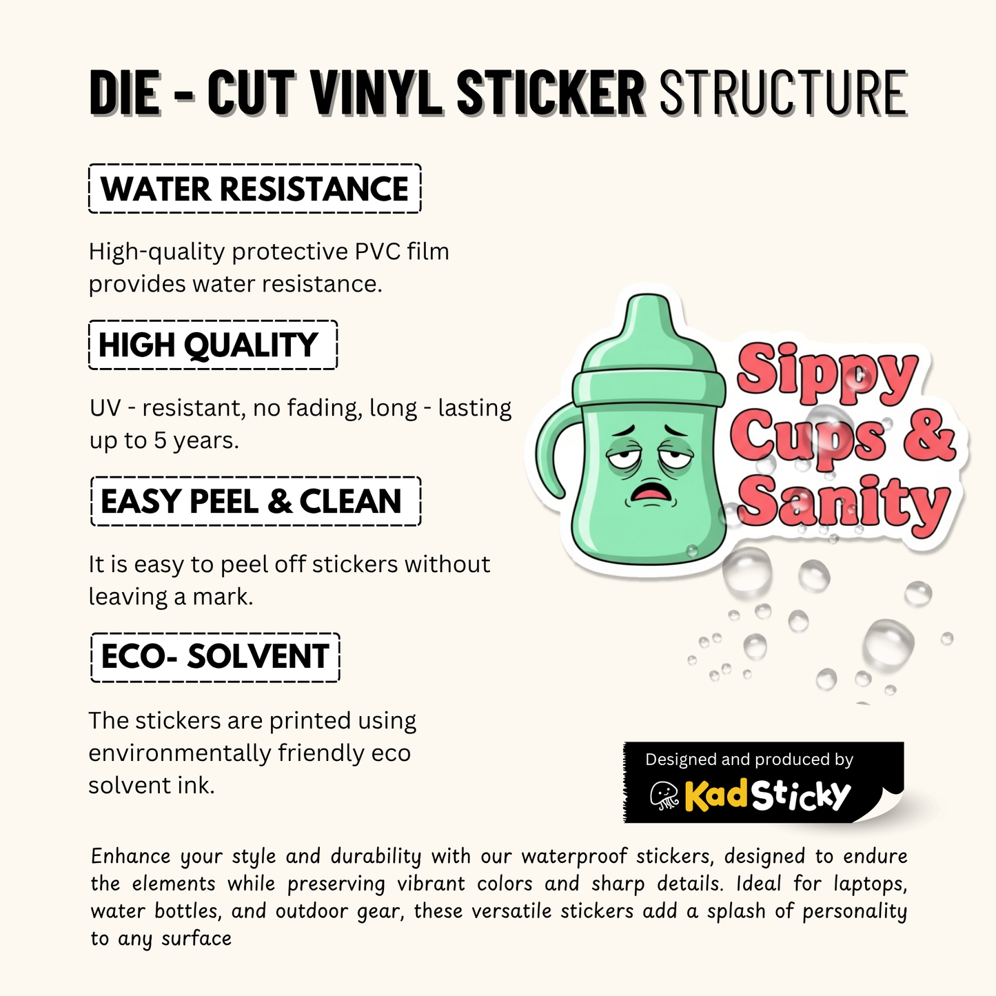 3PCs Sippy Cups & Sanity Sticker | Funny Mom Life Vinyl Decal