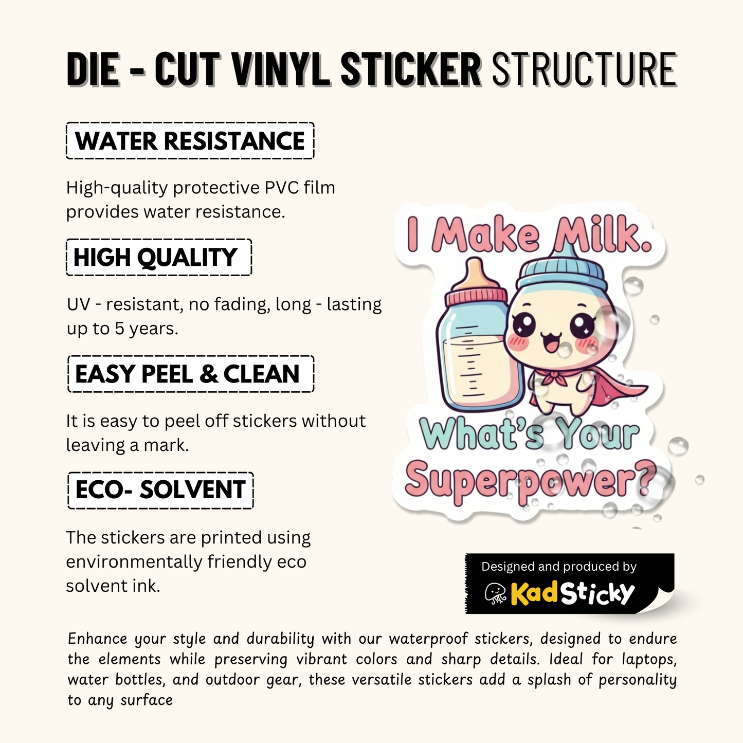 3PCs Super Mom Sticker | Funny Breastfeeding Superpower Vinyl Decal