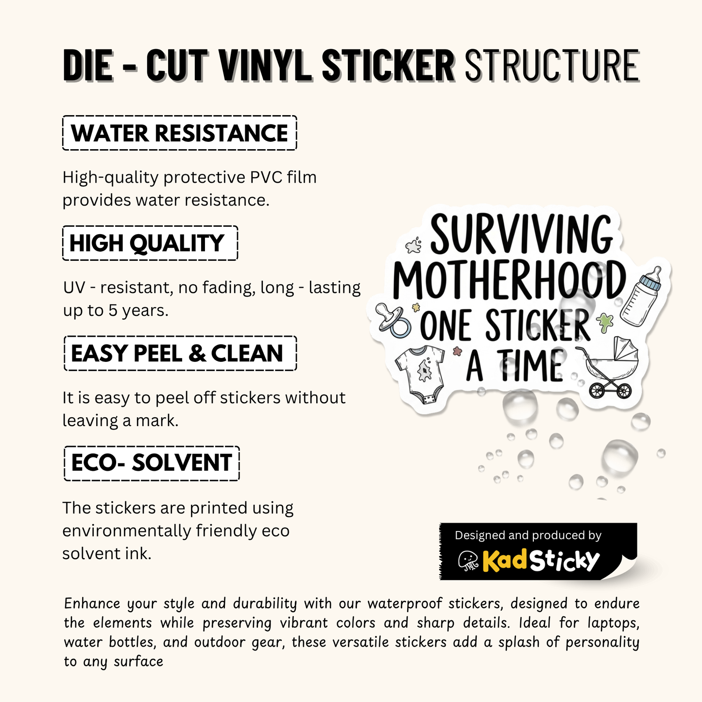 3PCs Surviving Motherhood Sticker | Funny Mom Life Vinyl Decal