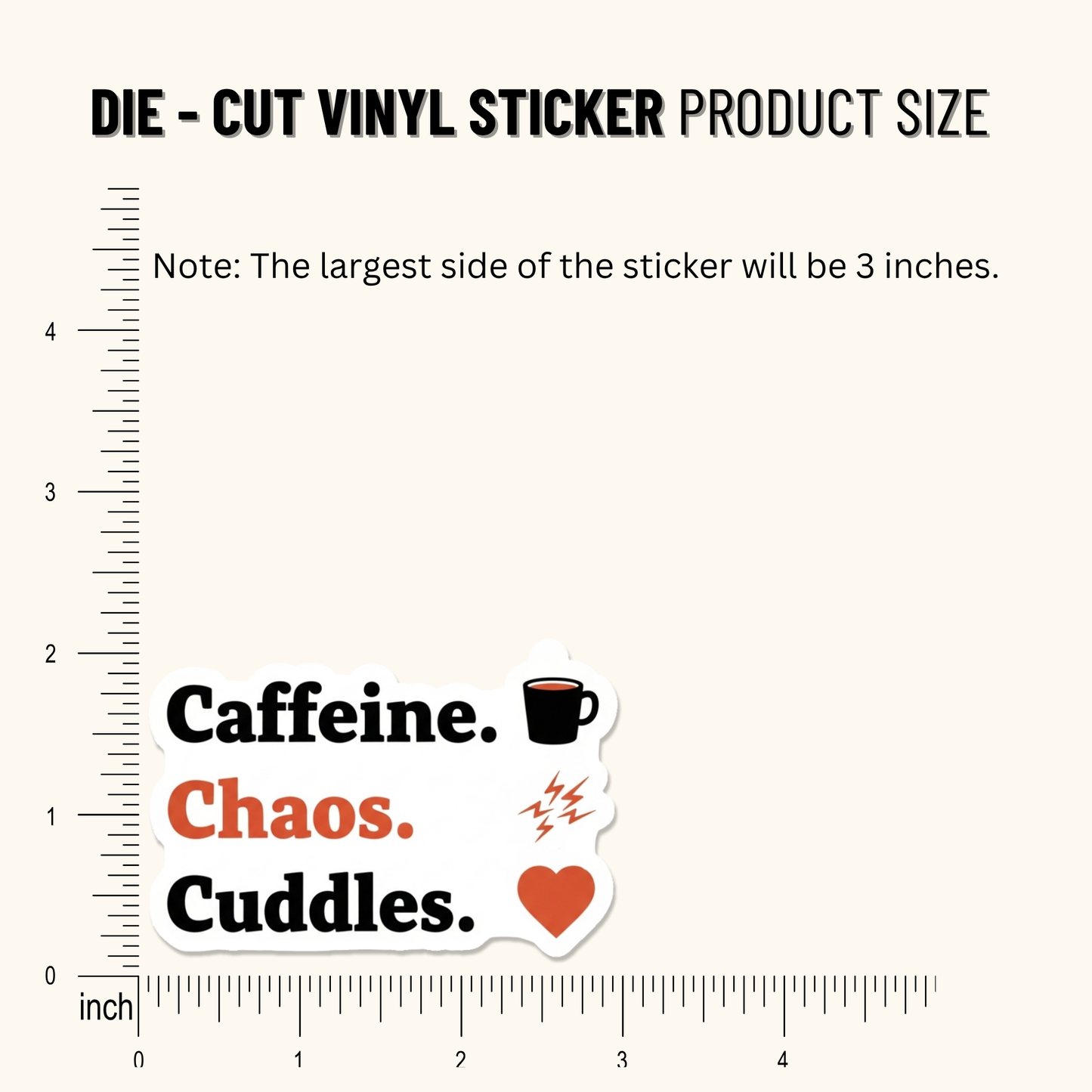 3PCs Funny Mom Life Sticker | Caffeine Chaos Cuddles Vinyl Decal