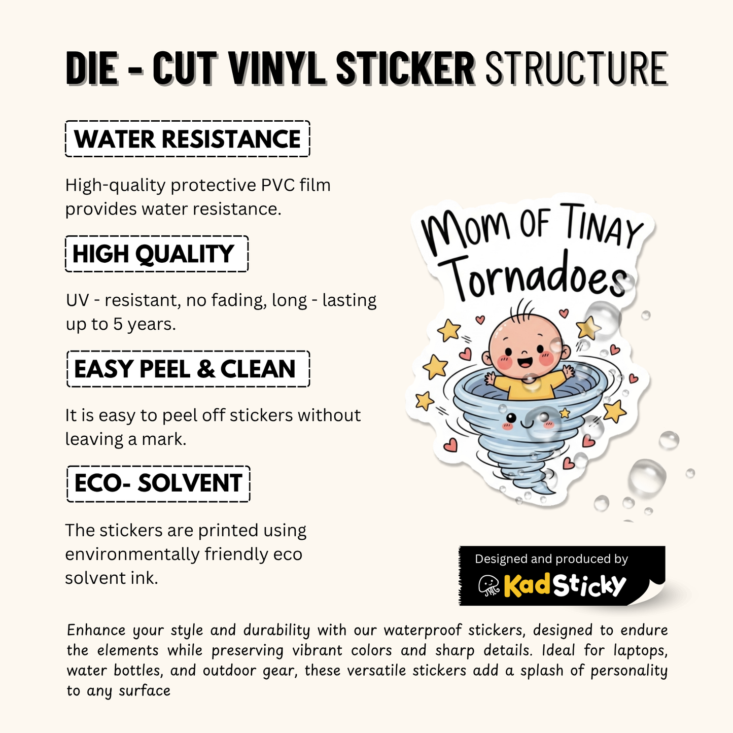 3PCs Mom of Tiny Tornadoes Sticker, Funny Mom Life Decal, Relatable Gift