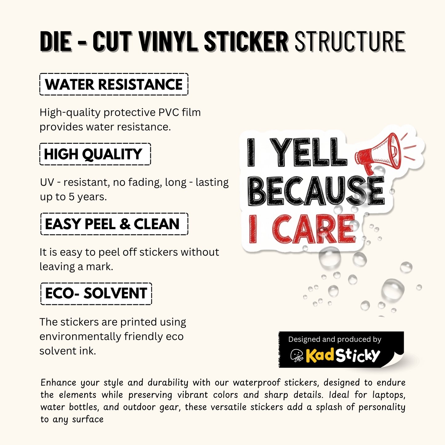 3PCs I Yell Because I Care Sticker | Funny Mom Life Vinyl Decal Gift