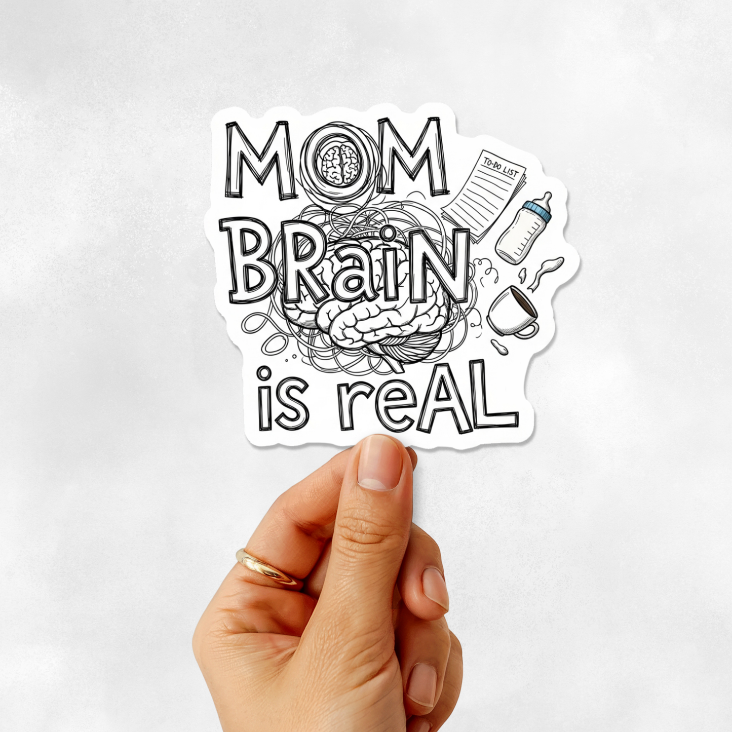 3PCs Funny Mom Brain is Real Sticker | Relatable Mom Life Vinyl Decal