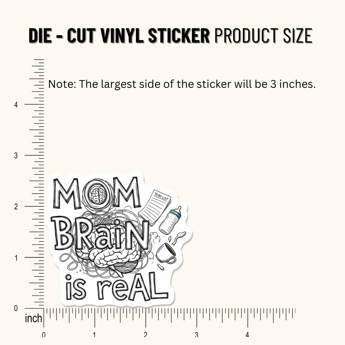 3PCs Funny Mom Brain is Real Sticker | Relatable Mom Life Vinyl Decal