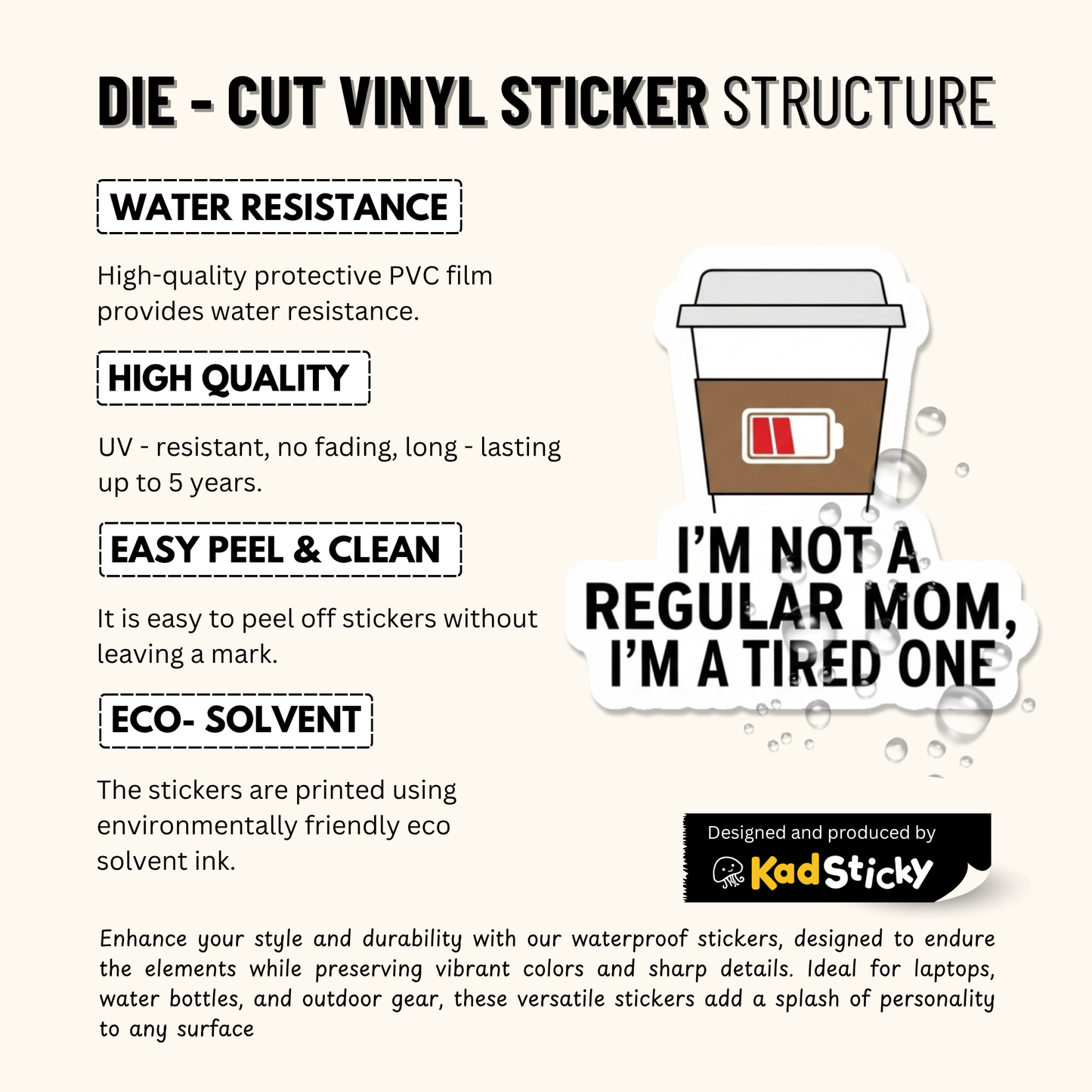 3PCs Funny Tired Mom Sticker, Mean Girls Vinyl Decal, Mom Life Gift