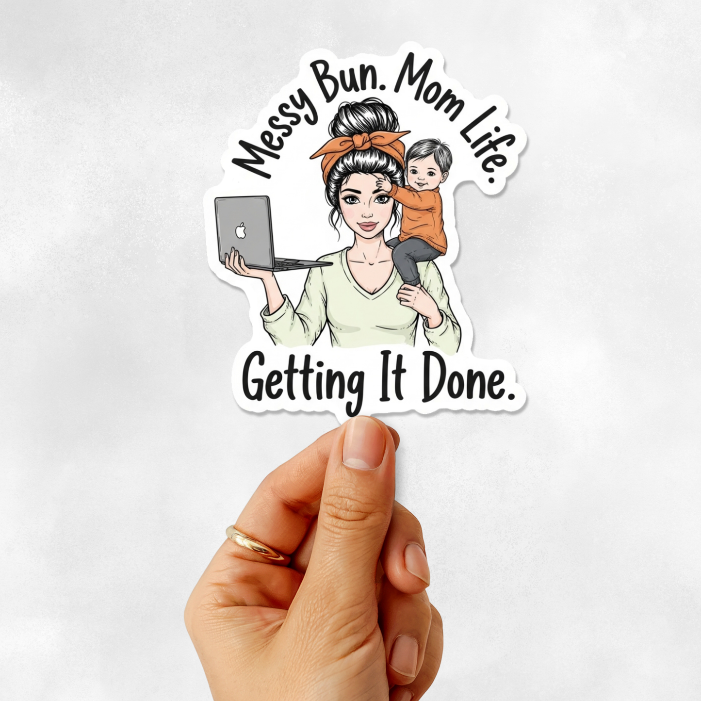 3PCs Messy Bun Mom Life Sticker | Funny Vinyl Decal for Moms
