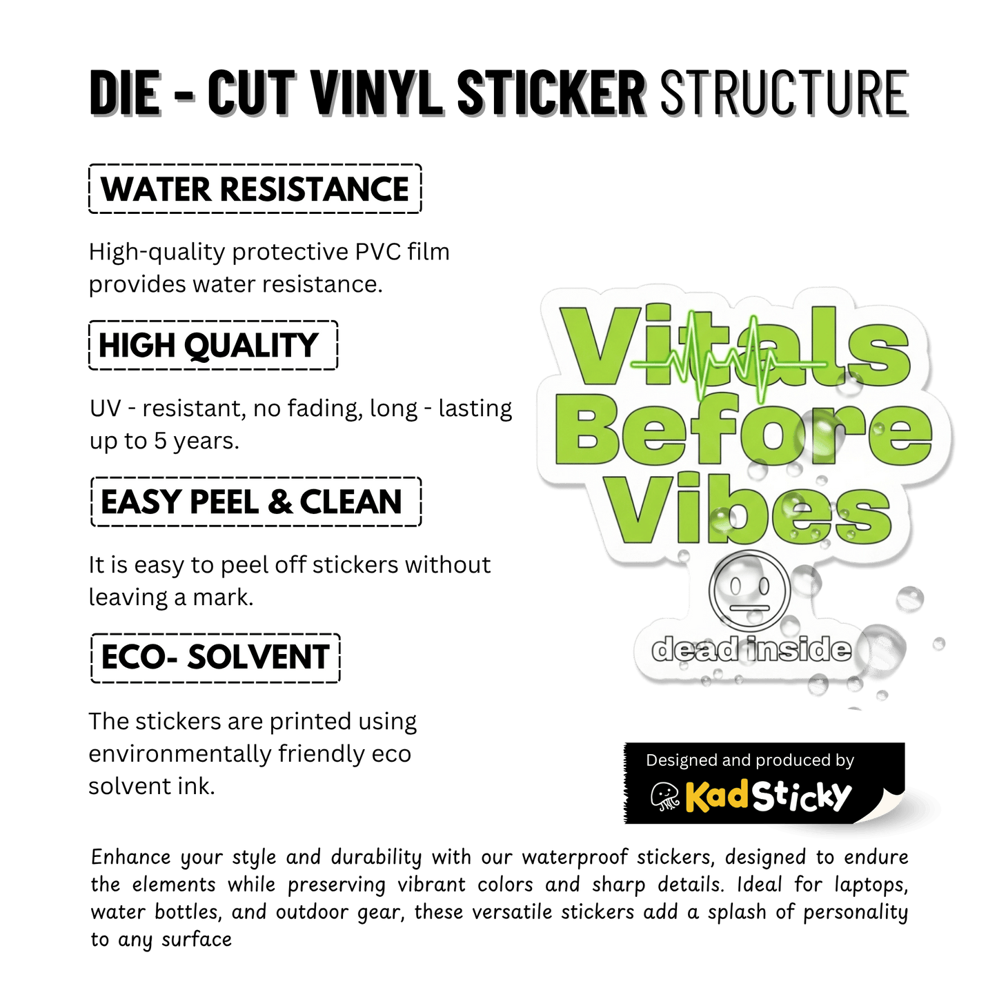 3PCs Vitals Before Vibes Sticker | Funny Nurse RN Decal | Medical Humor