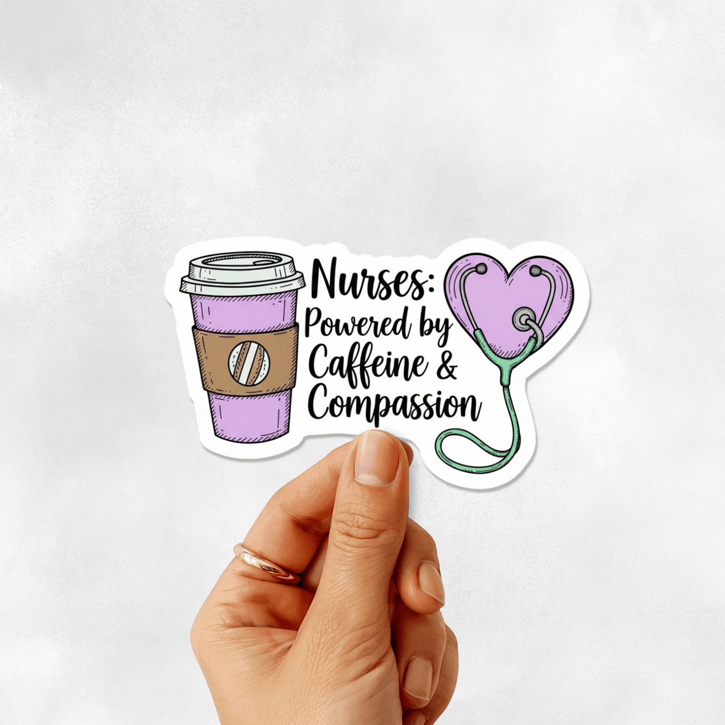 3PCs Caffeine & Compassion Nurse Sticker | Cute Vinyl Decal for Laptop