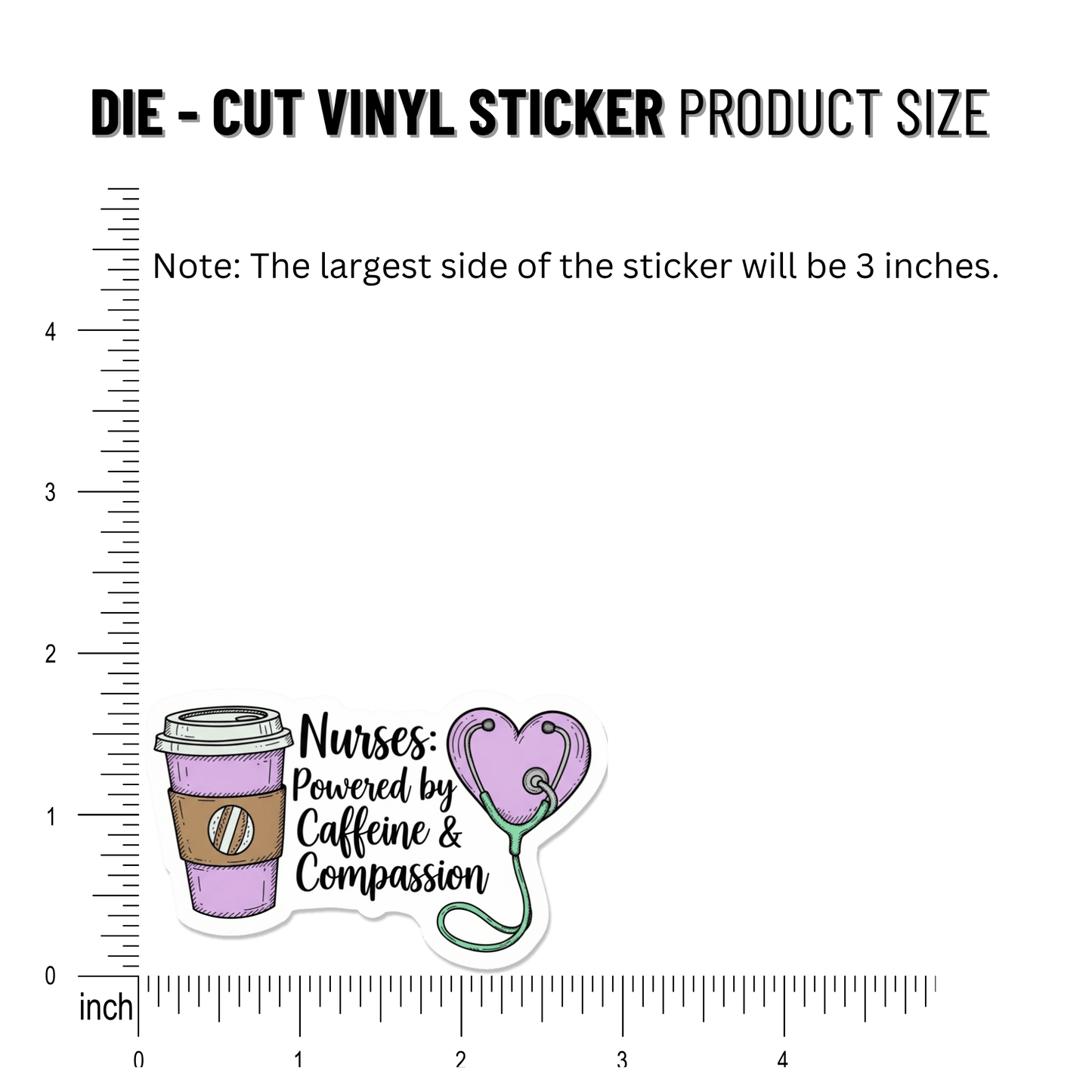 3PCs Caffeine & Compassion Nurse Sticker | Cute Vinyl Decal for Laptop