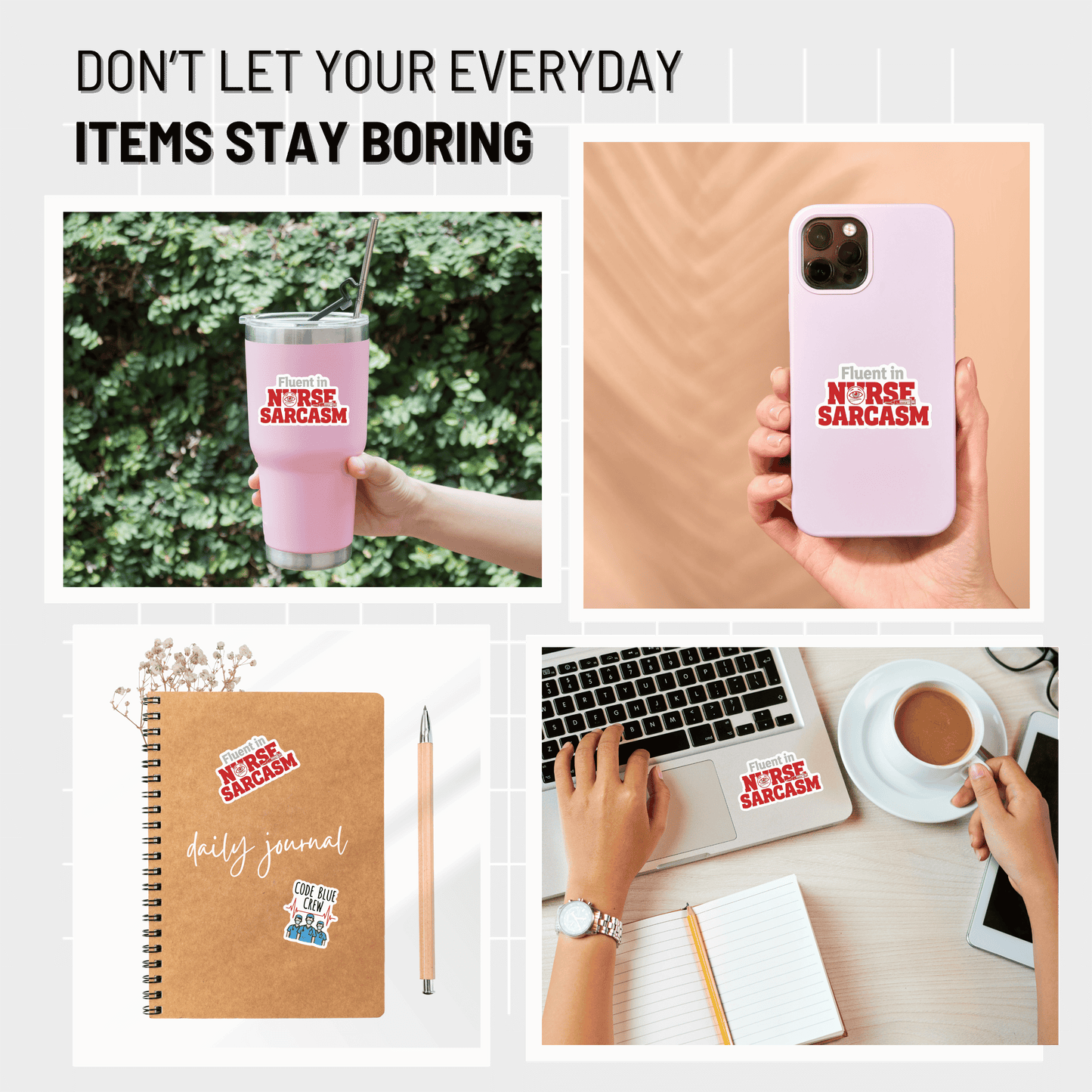 3PCs Fluent in Nurse Sarcasm Sticker, Funny RN Gift, Waterproof Vinyl