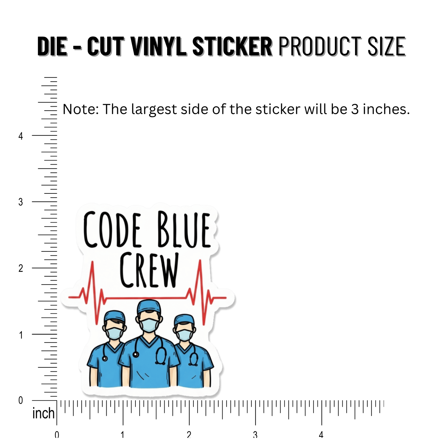 3PCs Code Blue Crew Vinyl Sticker | ER ICU Nurse Gift | Medical Decal
