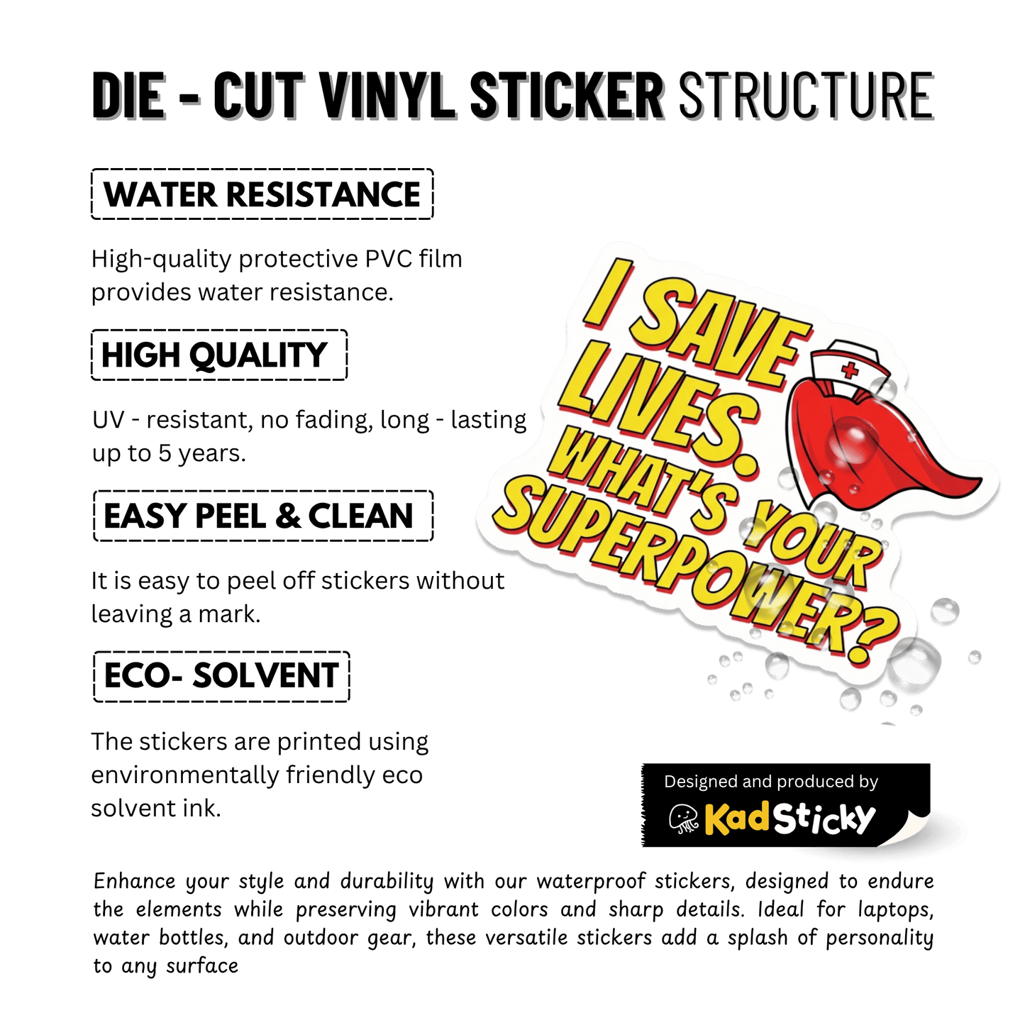 3PCs Funny Nurse Superhero Sticker | I Save Lives Vinyl Decal Gift