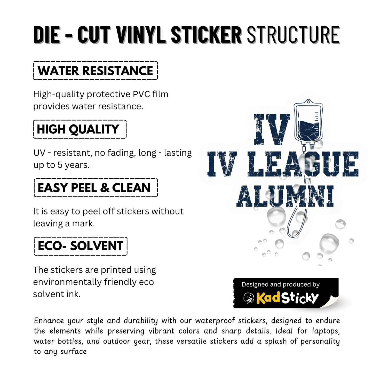 3PCs IV League Alumni Sticker for Nurses Funny RN Gift Vinyl Decal