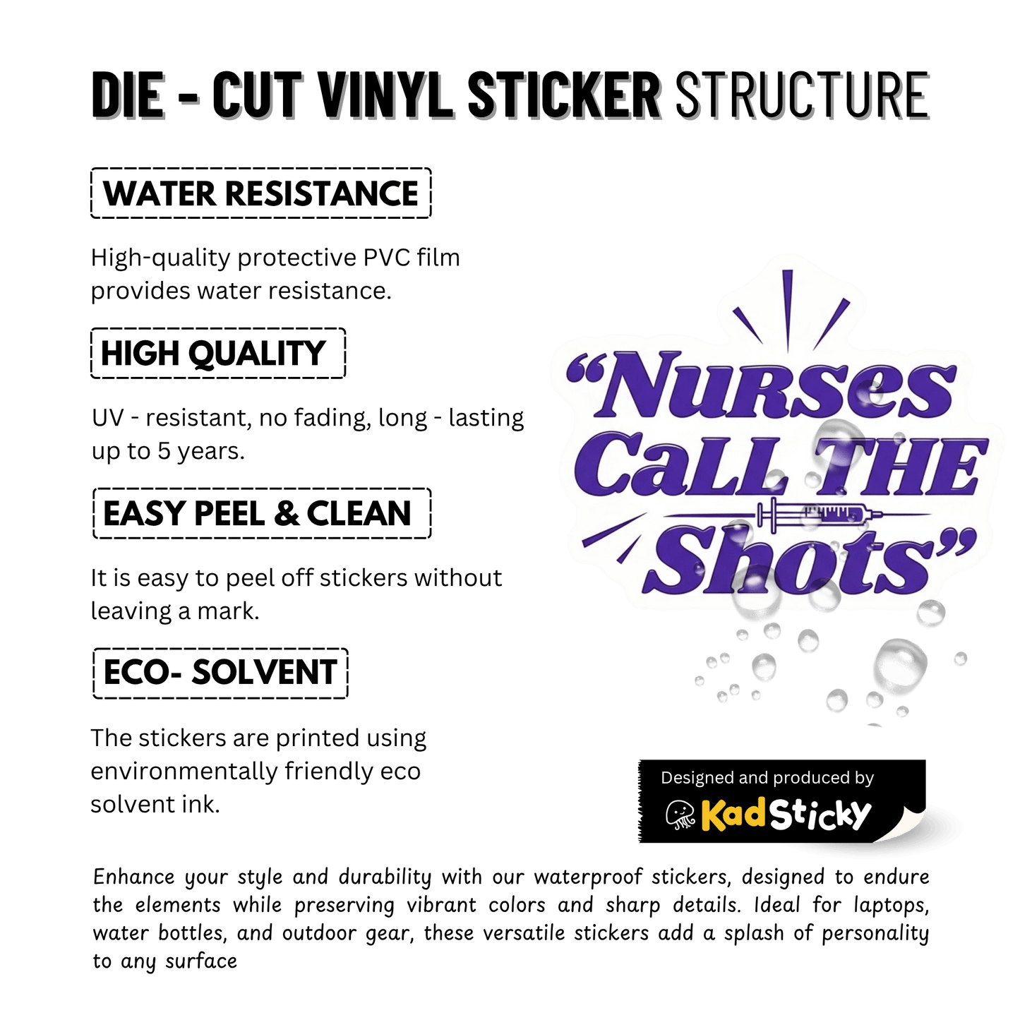 3PCs Nurses Call the Shots Sticker Funny RN Vinyl Decal for Laptop