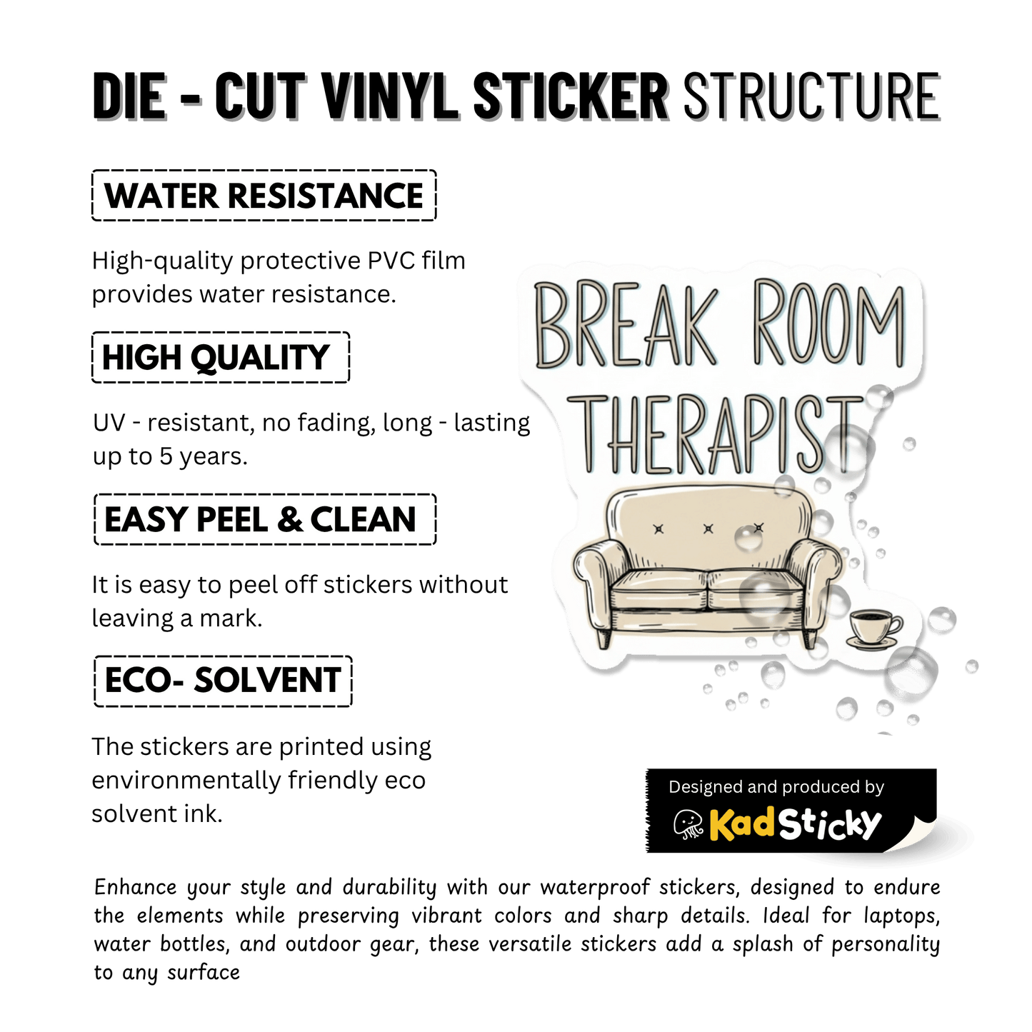 3PCs Break Room Therapist Sticker | Funny Nurse Gift | Healthcare Vinyl Decal