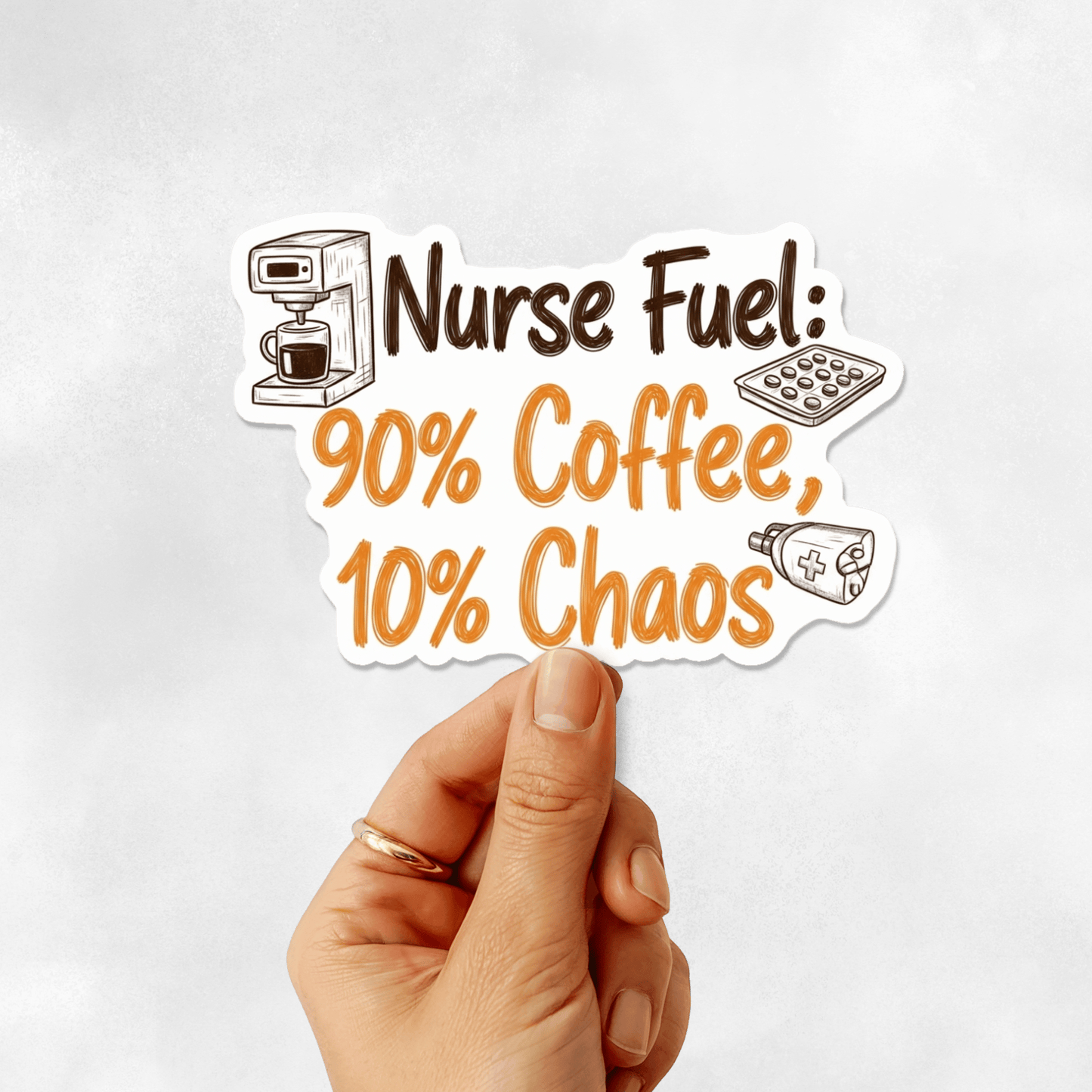 3PCs Funny Nurse Fuel Coffee Chaos Vinyl Sticker for RNs and Med Staff