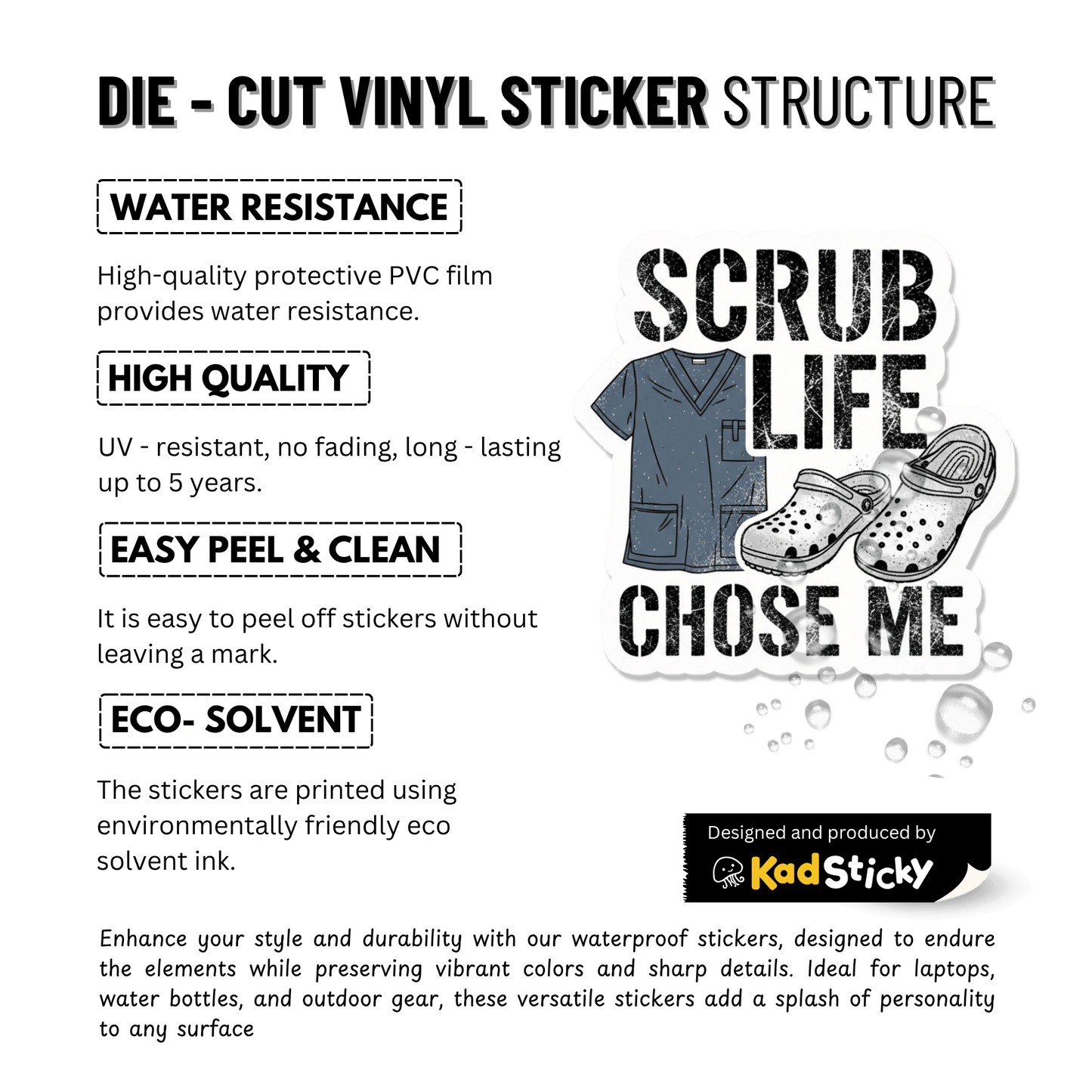 3PCs Scrub Life Chose Me Sticker | Funny Nurse Gift | Vinyl Decal