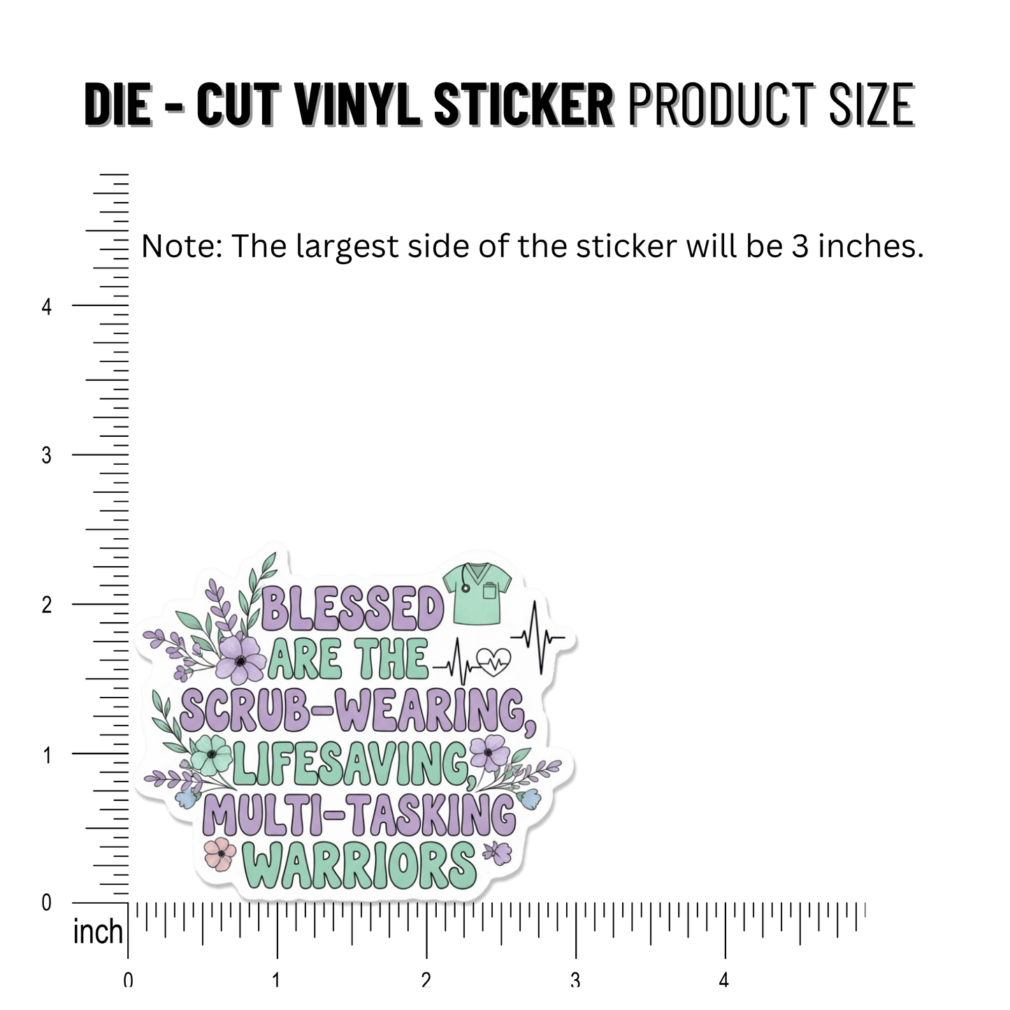 3PCs Nurse Gift Sticker | Blessed Warrior Vinyl Decal | RN LPN Gift