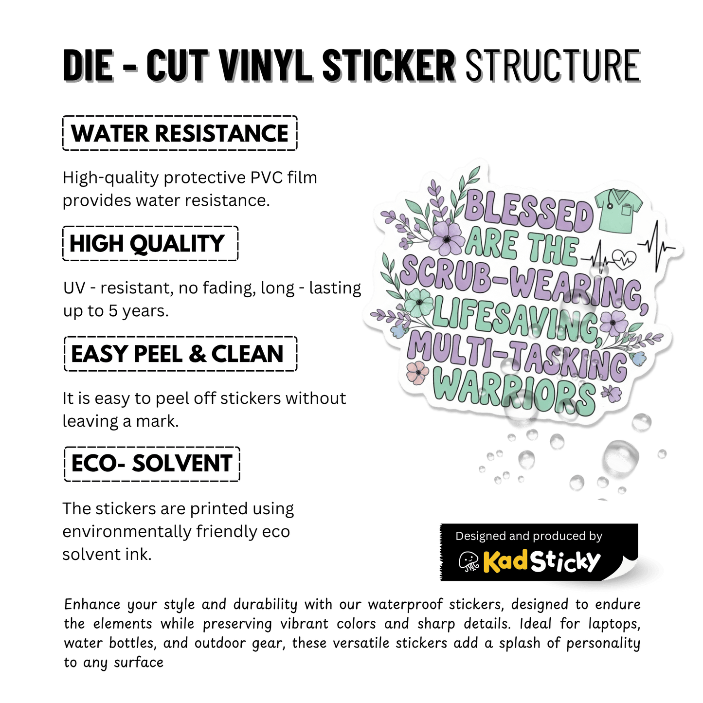 3PCs Nurse Gift Sticker | Blessed Warrior Vinyl Decal | RN LPN Gift