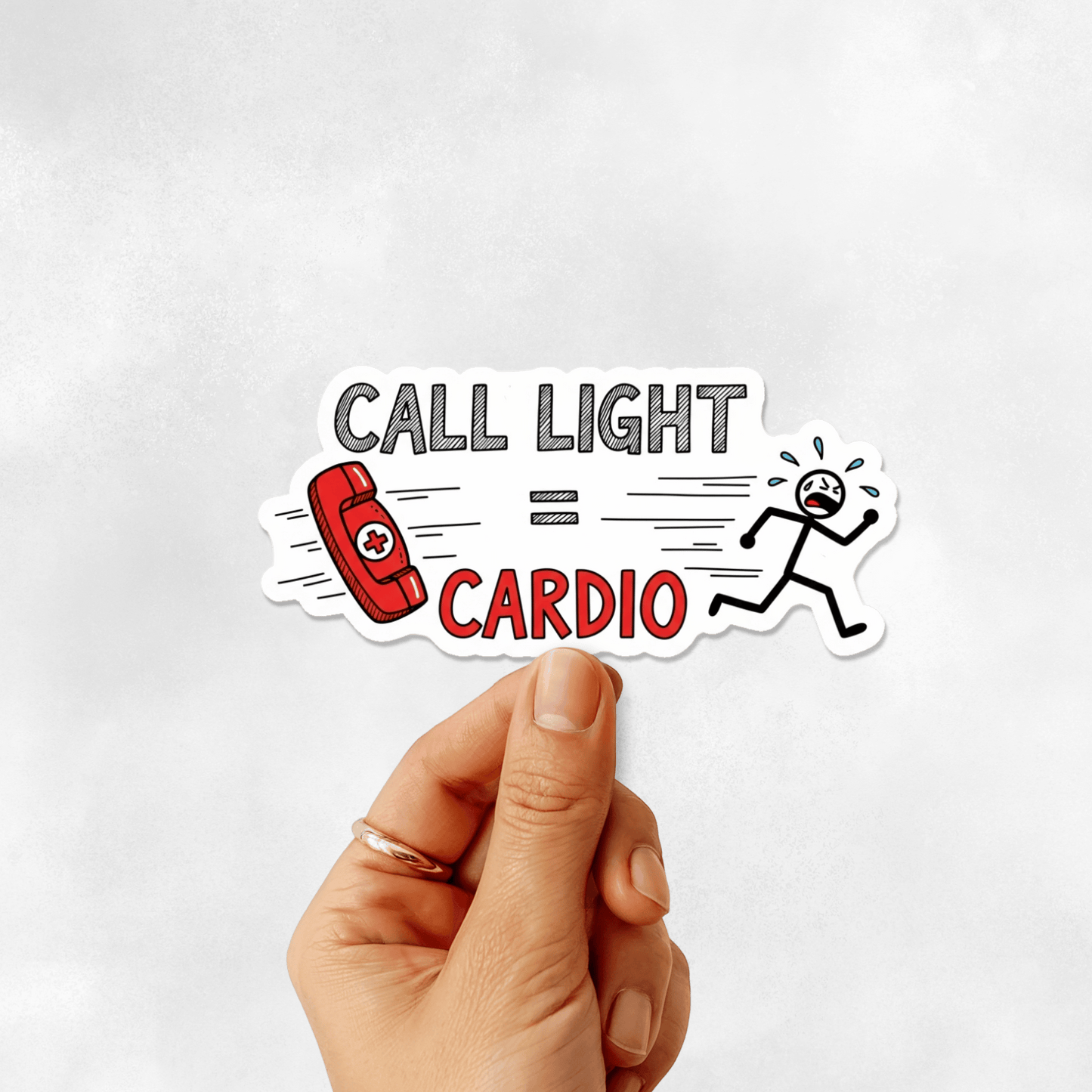 3PCs Call Light Cardio Sticker for Nurses, Funny RN Medical Decal