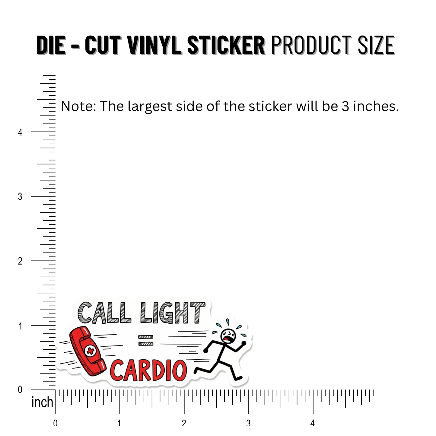 3PCs Call Light Cardio Sticker for Nurses, Funny RN Medical Decal