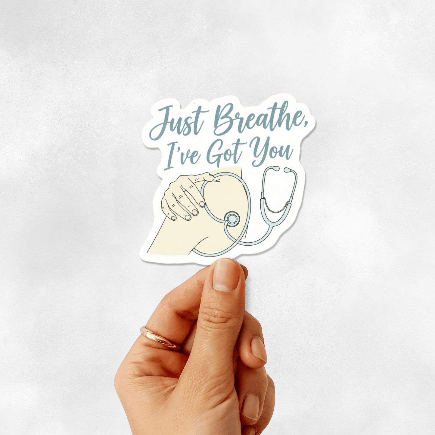 3PCs Just Breathe Nurse Sticker | Calming Vinyl Decal for RN, ICU, OB