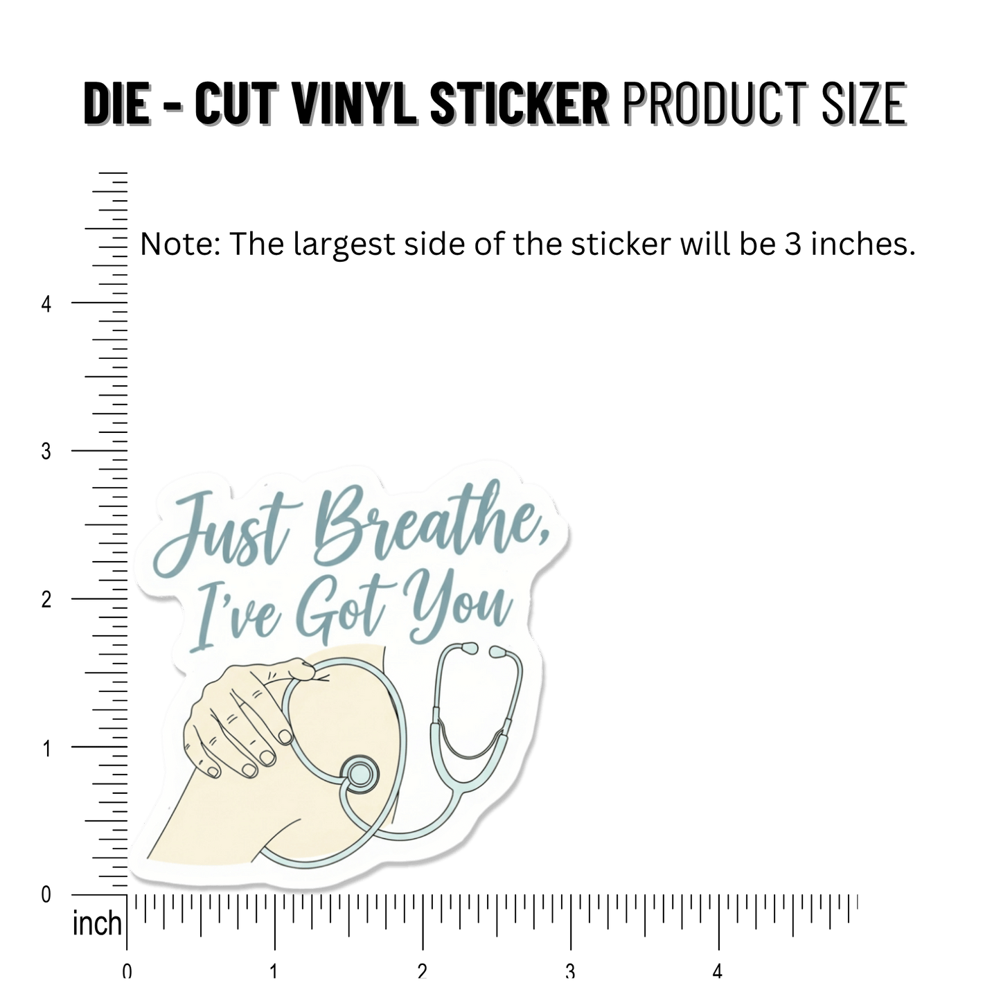 3PCs Just Breathe Nurse Sticker | Calming Vinyl Decal for RN, ICU, OB