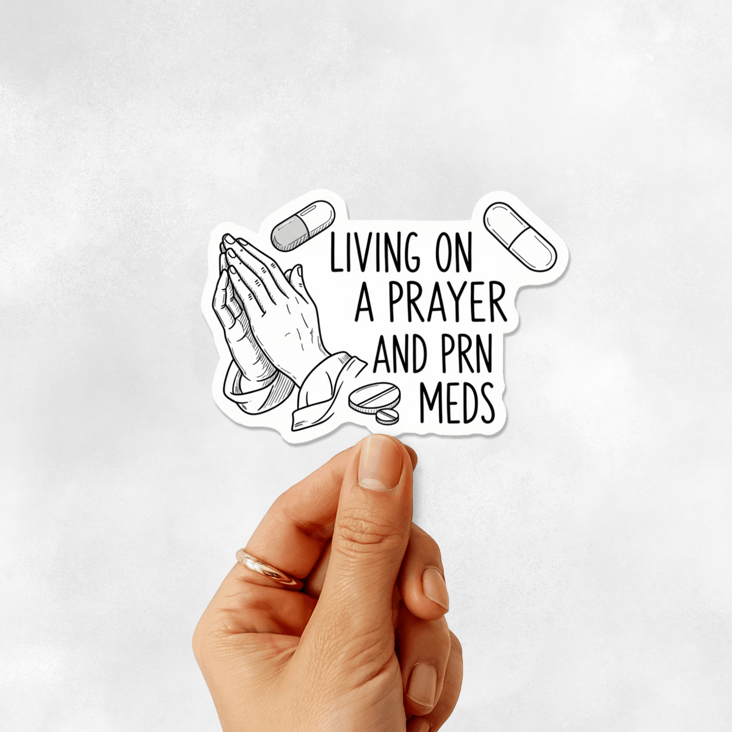 3PCs Living on a Prayer PRN Meds Sticker | Funny Nurse RN Vinyl Decal