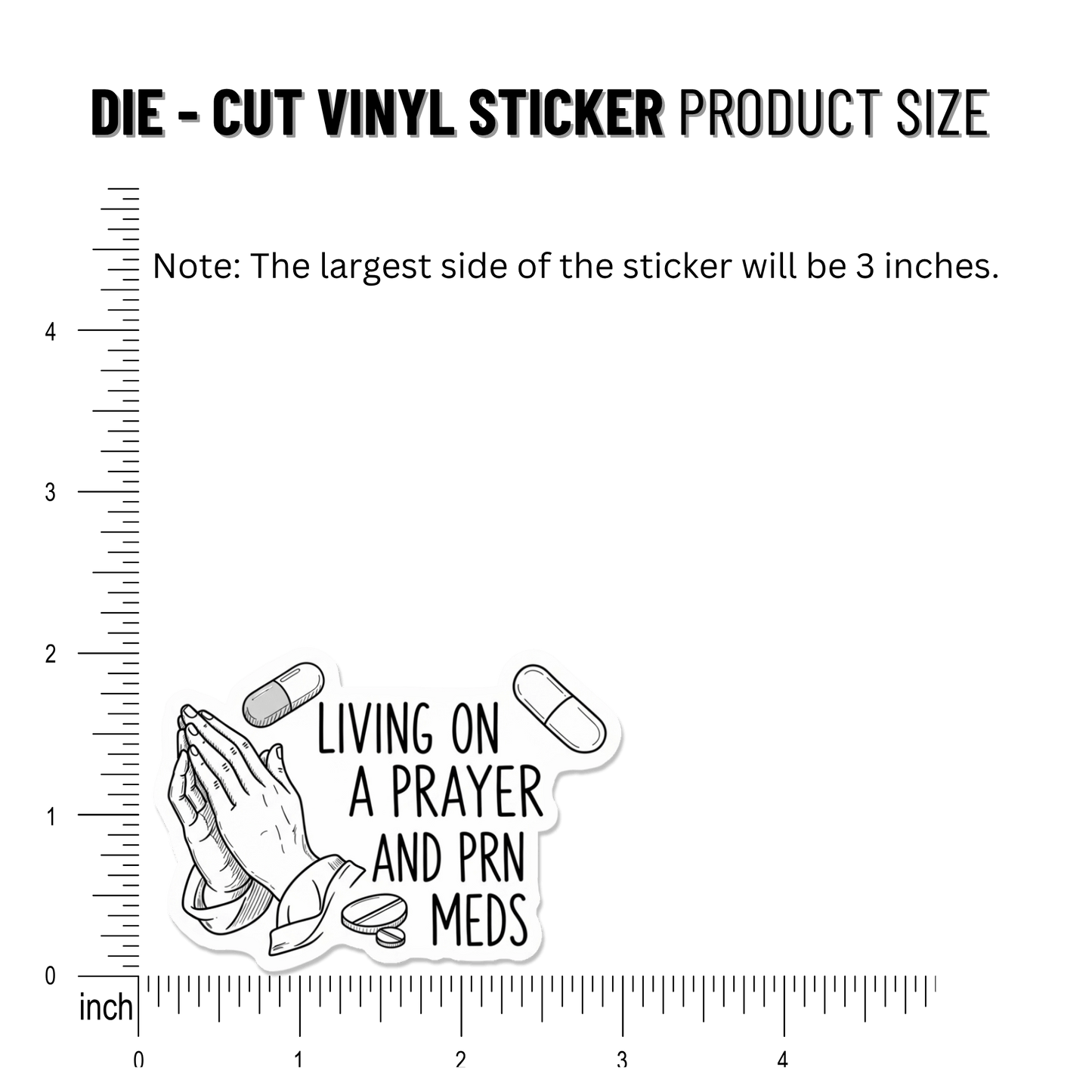 3PCs Living on a Prayer PRN Meds Sticker | Funny Nurse RN Vinyl Decal