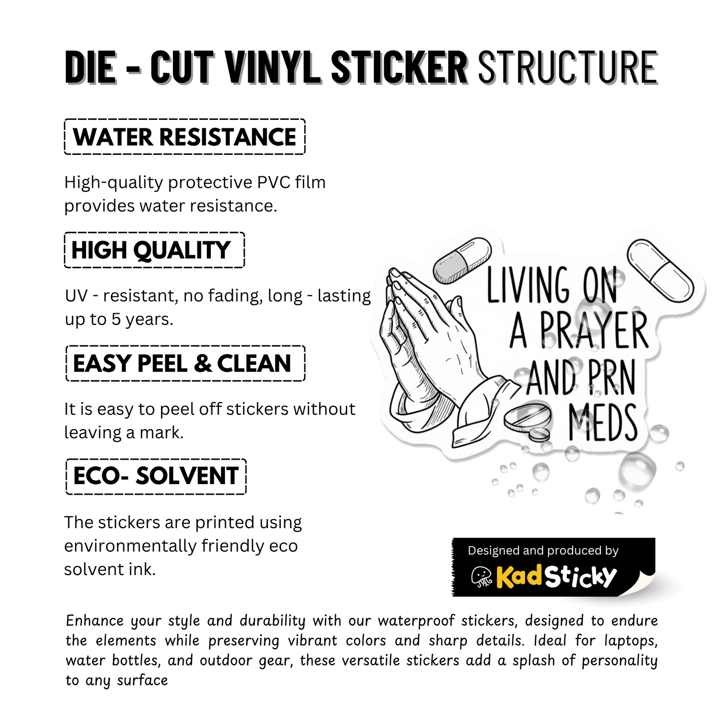 3PCs Living on a Prayer PRN Meds Sticker | Funny Nurse RN Vinyl Decal