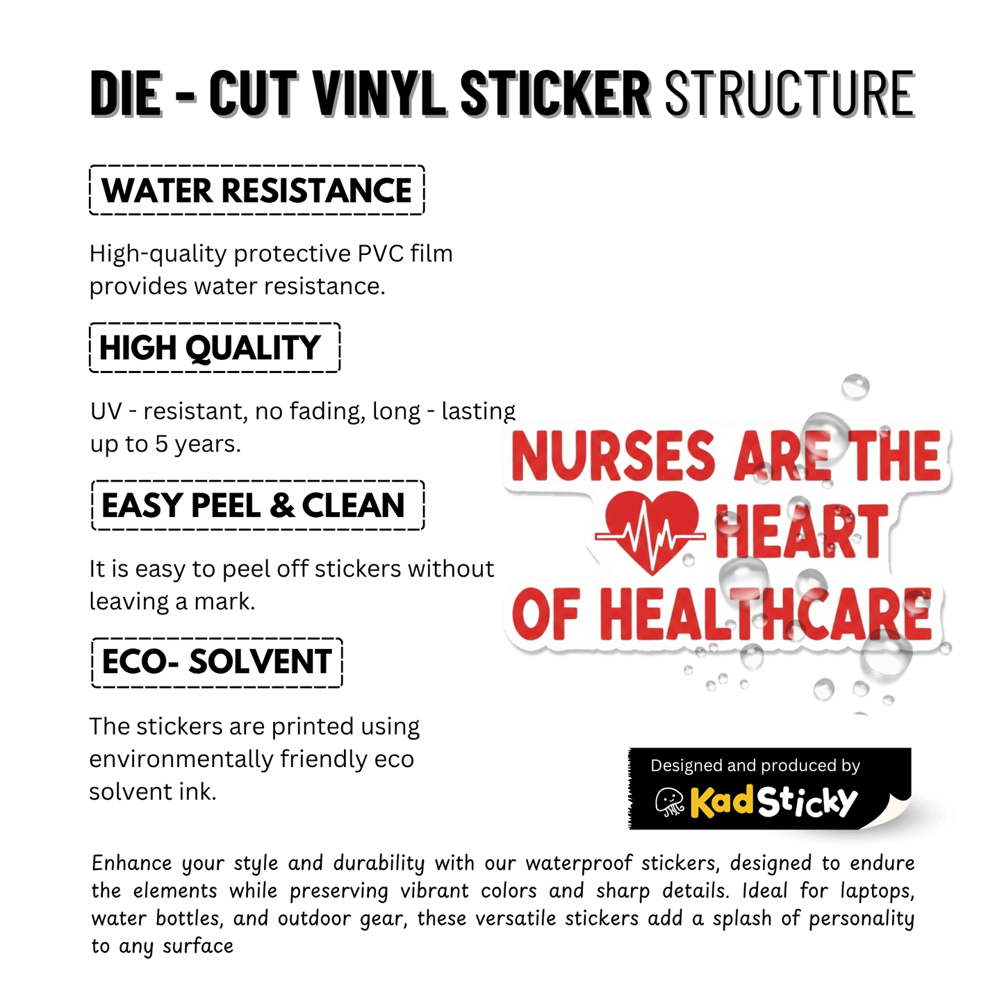 3PCs Nurse Heart Sticker | Medical Vinyl Decal for RN, Nursing Gift