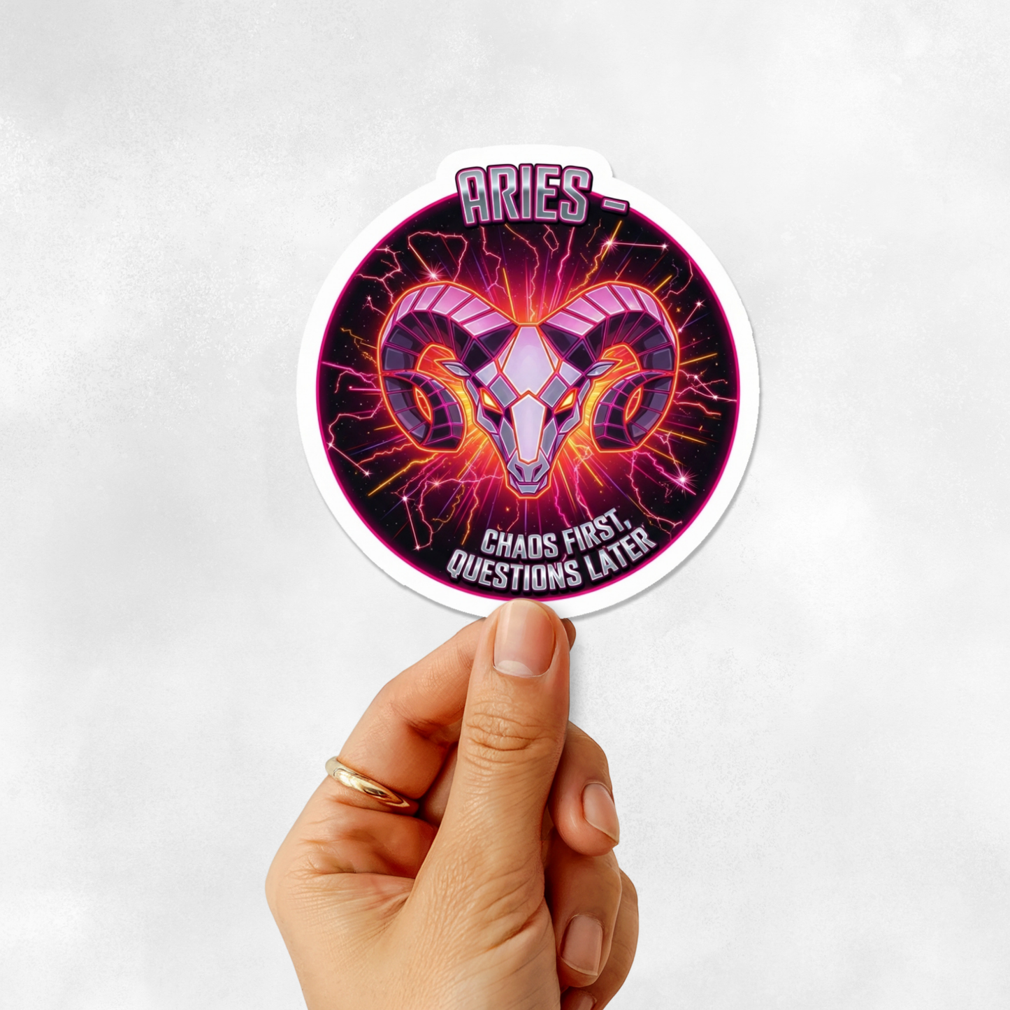 3PCs Funny Aries Zodiac Sticker | Chaos First Vinyl Laptop Decal