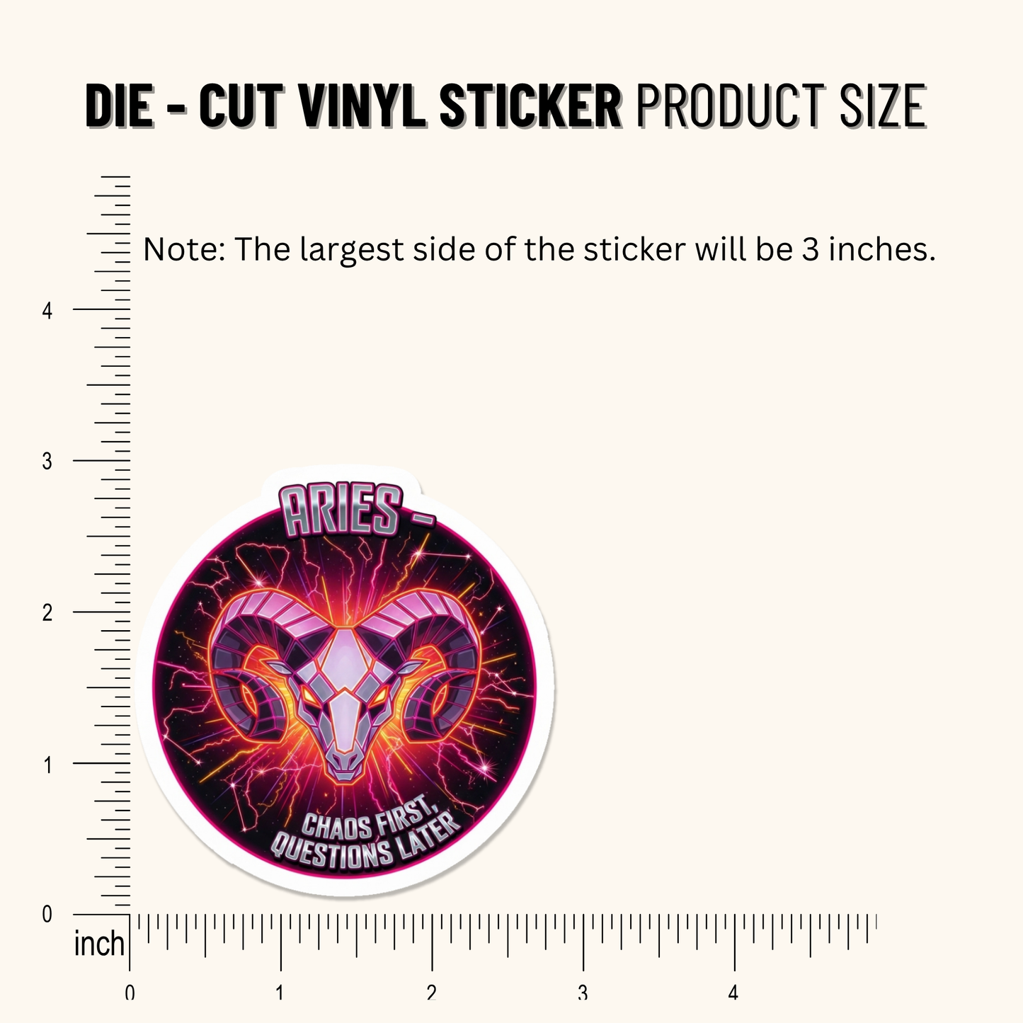 3PCs Funny Aries Zodiac Sticker | Chaos First Vinyl Laptop Decal
