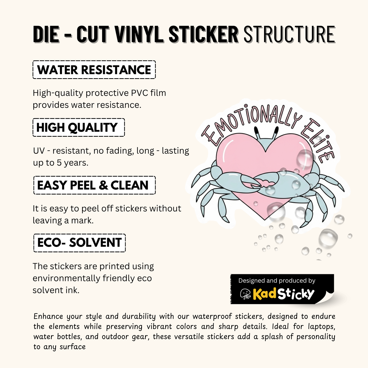 3PCs Cancer Zodiac Sticker Emotionally Elite Cute Vinyl Decal Gift