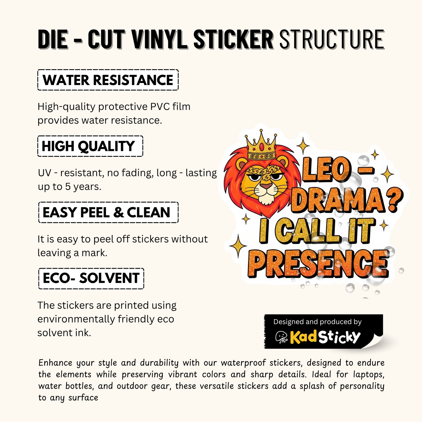 3PCs Funny Leo Sticker Sassy Astrology Gift Glitter Vinyl Decal